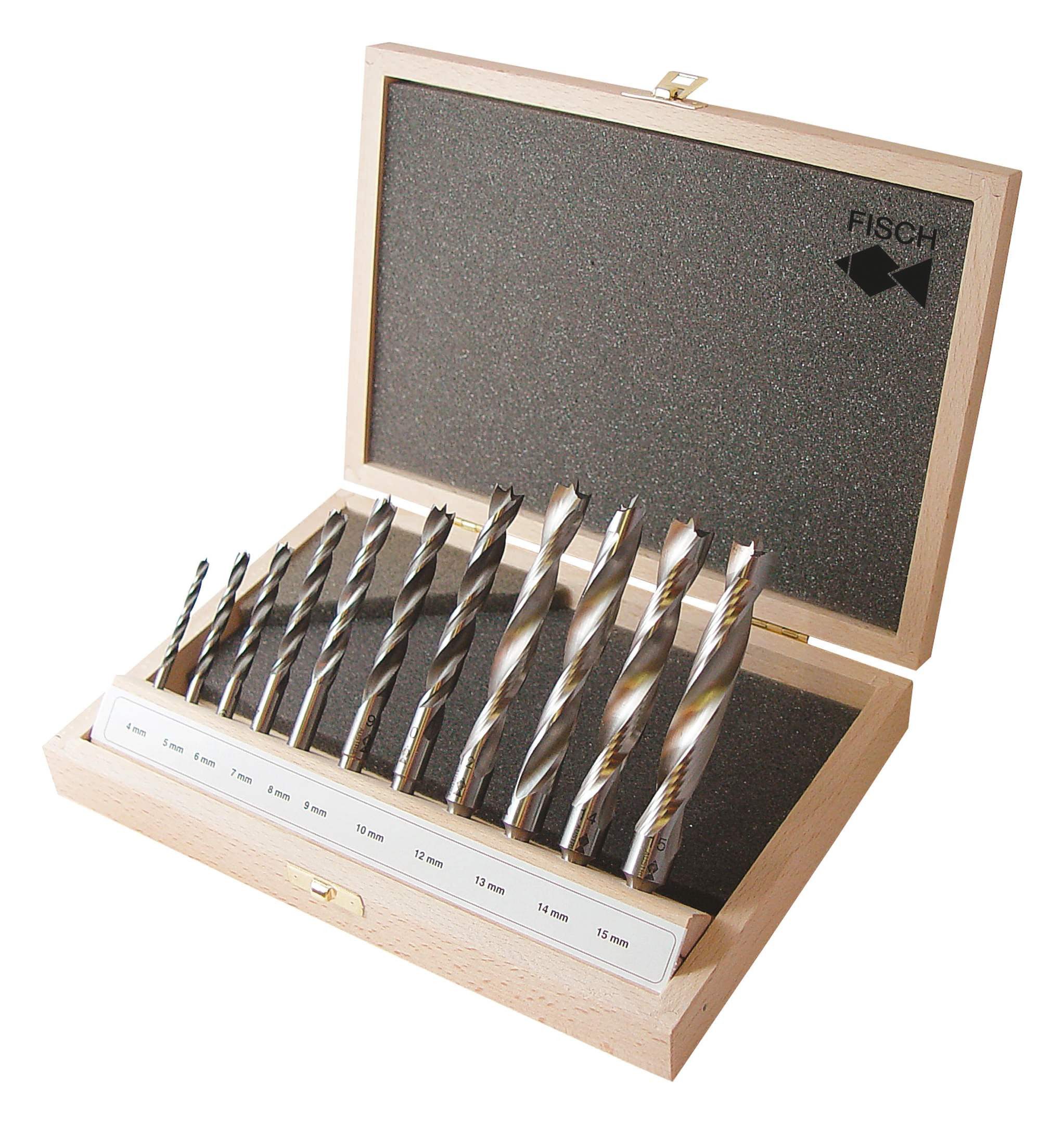 Fisch Holzbohrer, (11-tlg), Holzspiralbohrer Satz HSS Profi 11tlg. 4 - 16 mm R