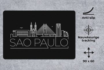 MuchoWow Gaming Mauspad Stadtbild "Sao Paulo" auf schwarzem Hintergrund (1-St), Büro für Tastatur und Maus, Mousepad Gaming, 90x60 cm, XXL, Großes