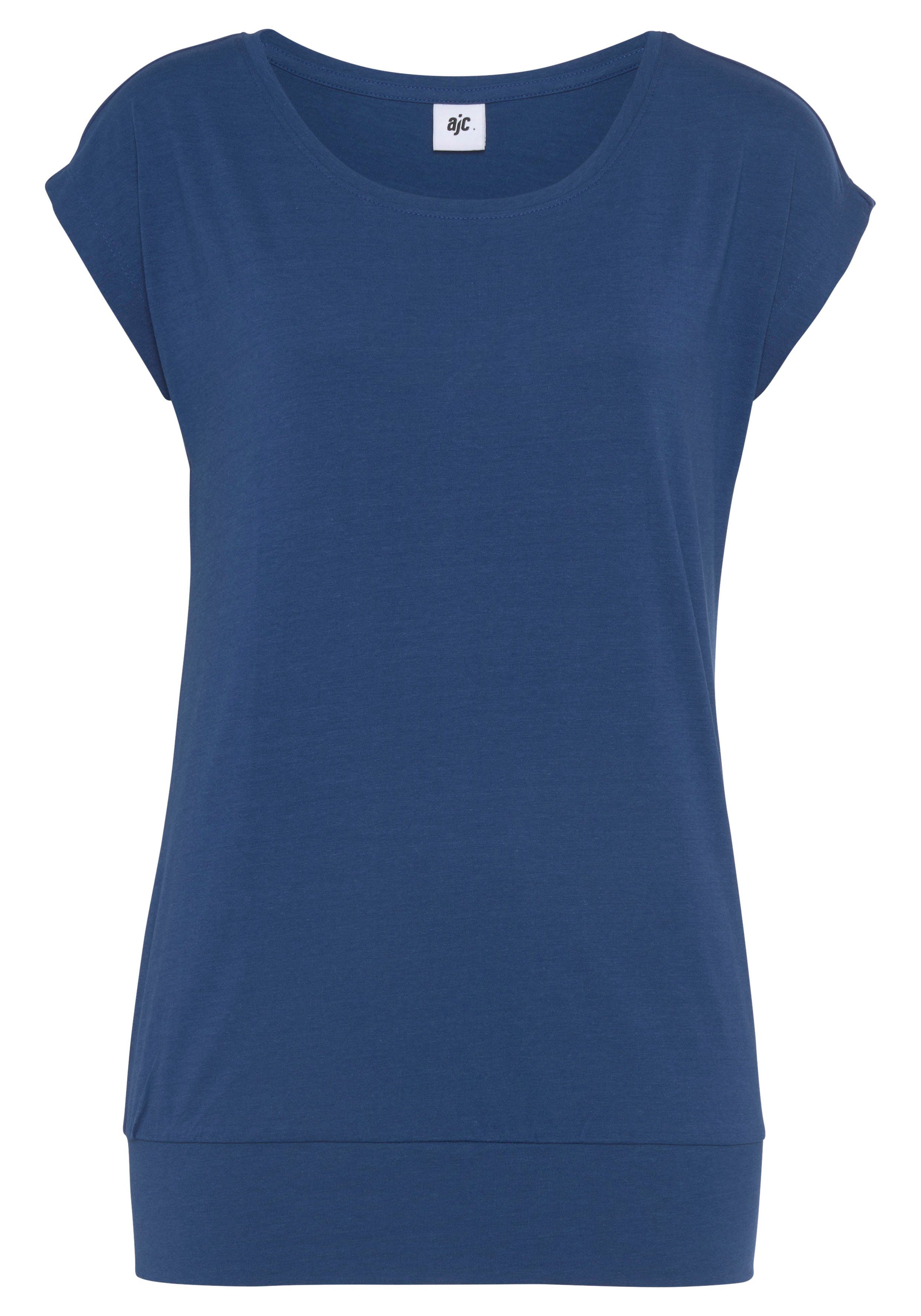 T-Shirt Blau Royal - + mélange Print KOLLEKTION AJC mit (Set, Statement 2-tlg) NEUE Grau