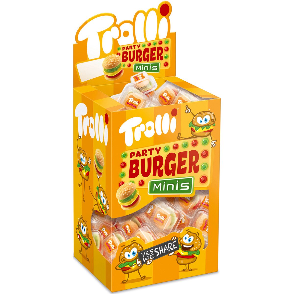 TROLLI Süßigkeit, Trolli Party Burger Minis Schaumzucker und Fruchtgummi 80x10g 800g