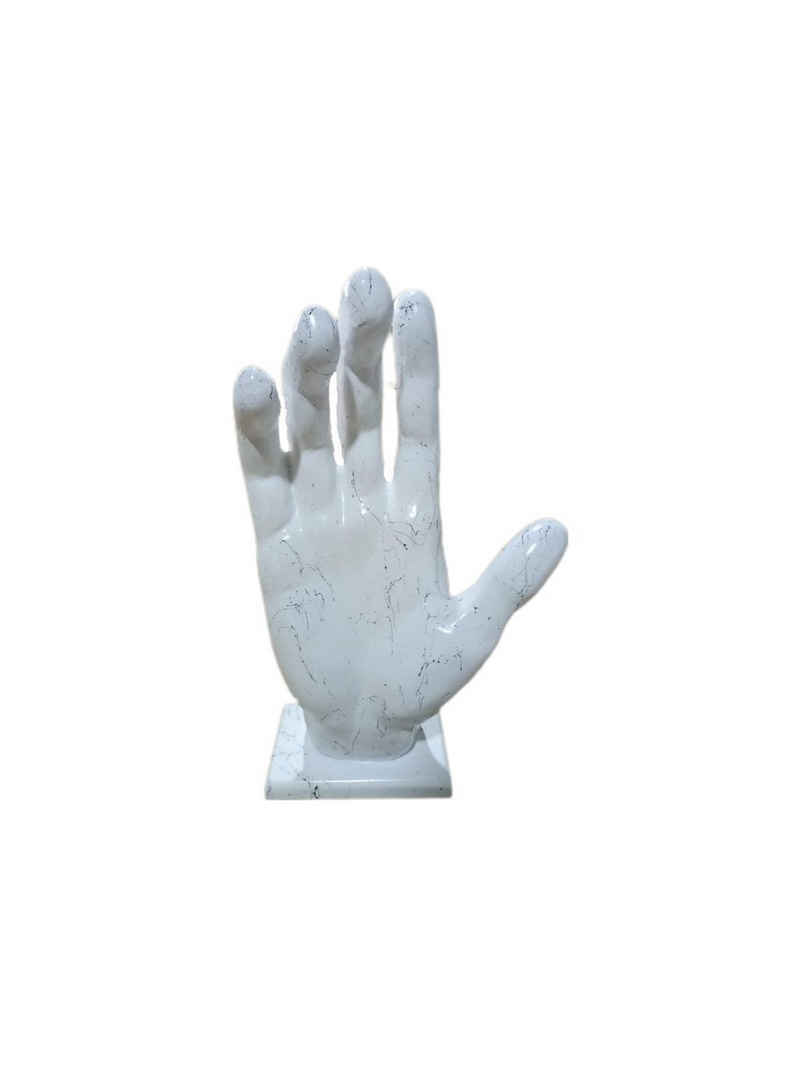 moebel17 Dekofigur Skulptur Hand Weiß Marmoroptik, Dekofigur aus Polyresin