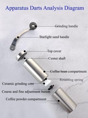 Hiwest Kaffeemaschine mit Mahlwerk Tragbare Handkurbel-Kaffeemaschine aus Edelstahl