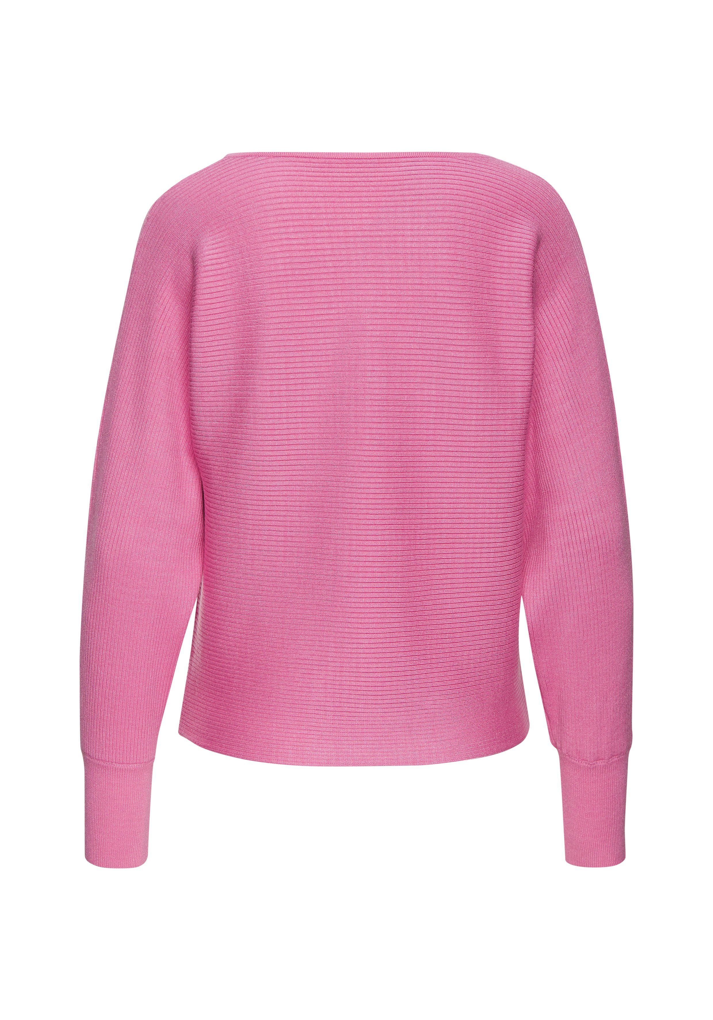 Vivance Strickpullover mit U-Boot-Ausschnitt, Fledermausärmel, Streifenoptik, Oversize