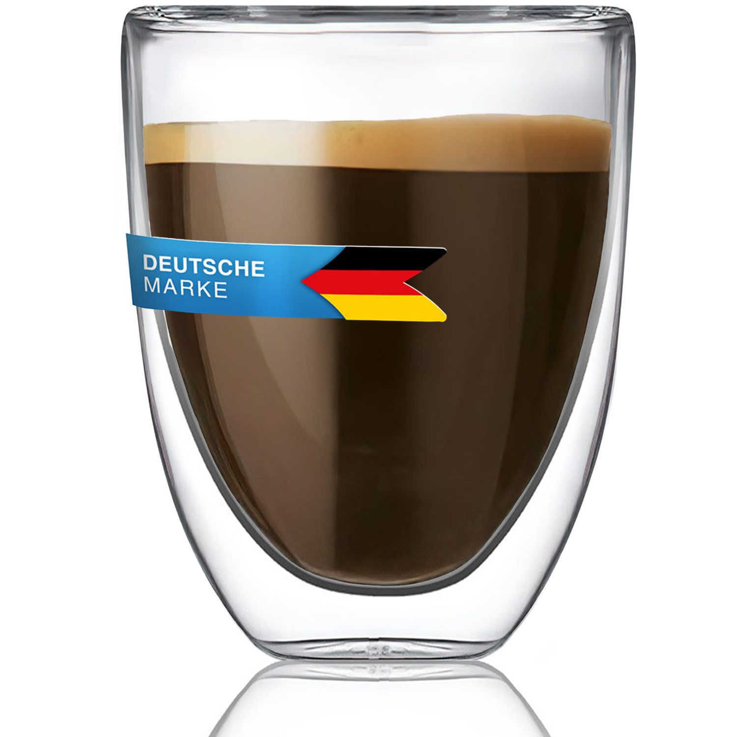 Dimono Espressoglas Doppelwandiges Trinkglas 80 ml, Borosilikatglas, Espressotasse