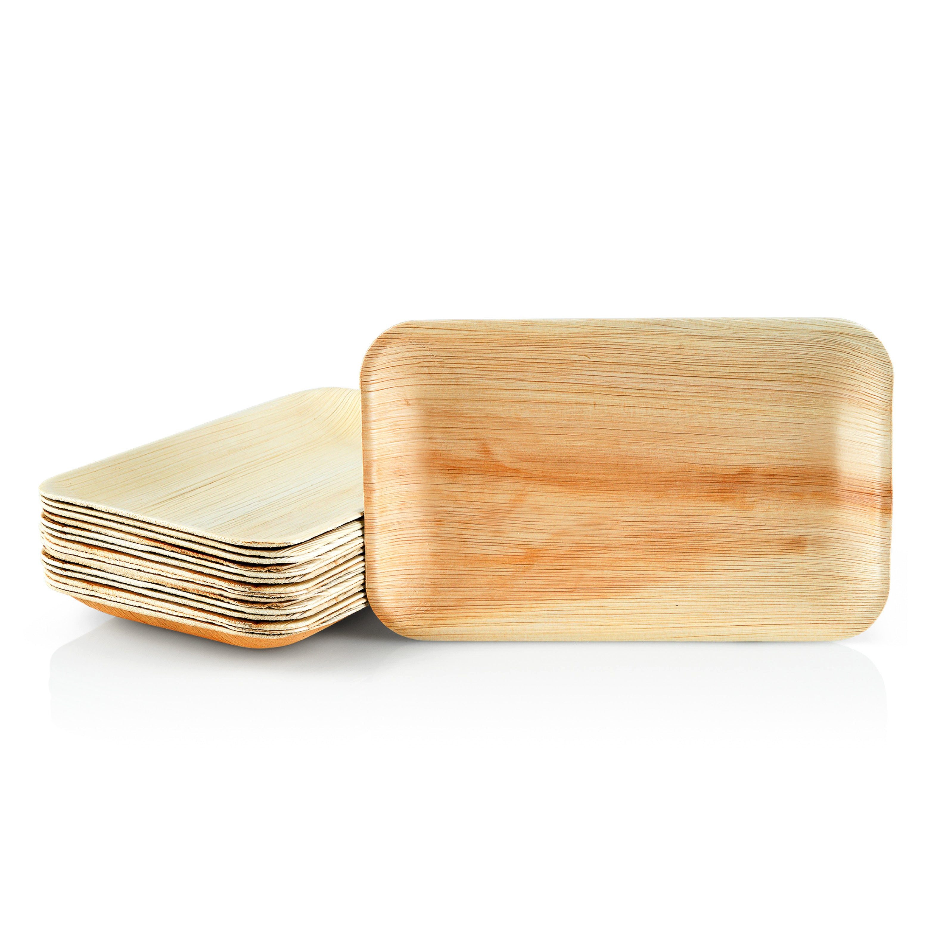 wisefood Einwegteller 25-tlg., Palmblatt Teller rechteckig 16x23cm, (25 St)