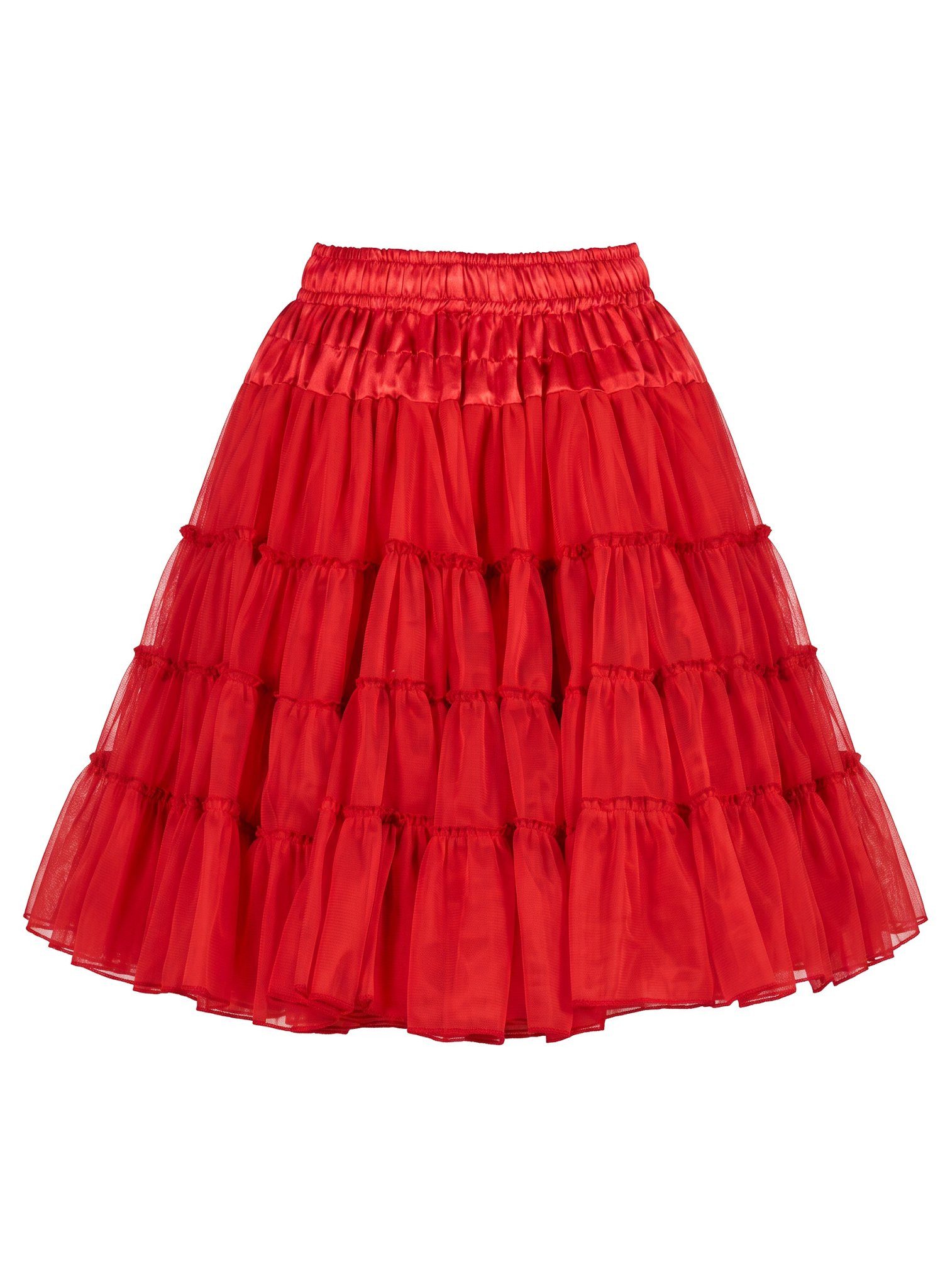 thetru Teufel-Kostüm Petticoat Deluxe rot 3-lagig, Mittellanger Unterrock in drei Lagen und vier Stufen