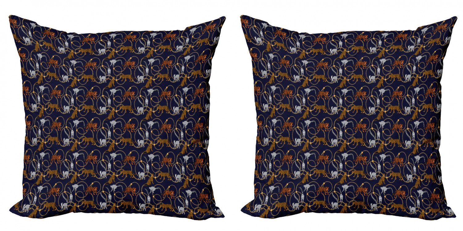 Kissenbezüge Modern Accent Doppelseitiger (2 Stück), Exotische Digitaldruck, Ketten Tiger Abakuhaus Leopard Lemur
