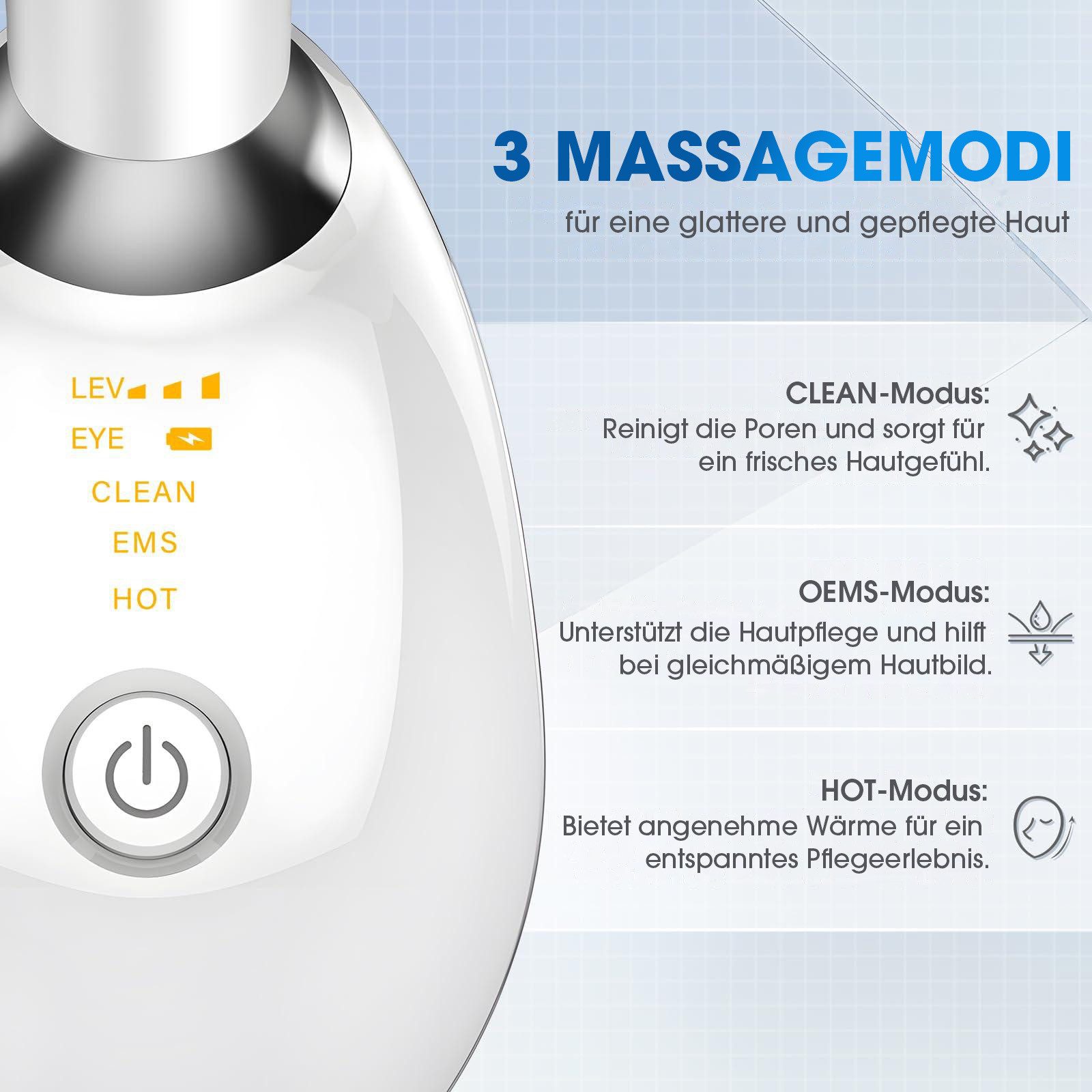 FOSMET Gesichtsmassagegerät Gesichtsmassagegerät mit EMS und 45 °C Wärme – für sanfte Hautpflege, 1*Hauptgerät,1*Kabel,1*Gua Sha Schaber,1*Reinigungstuch,1*Handbuch, Pflegegerät mit 3 Modi und Mikrostrom – für Gesichts- und Halspflege
