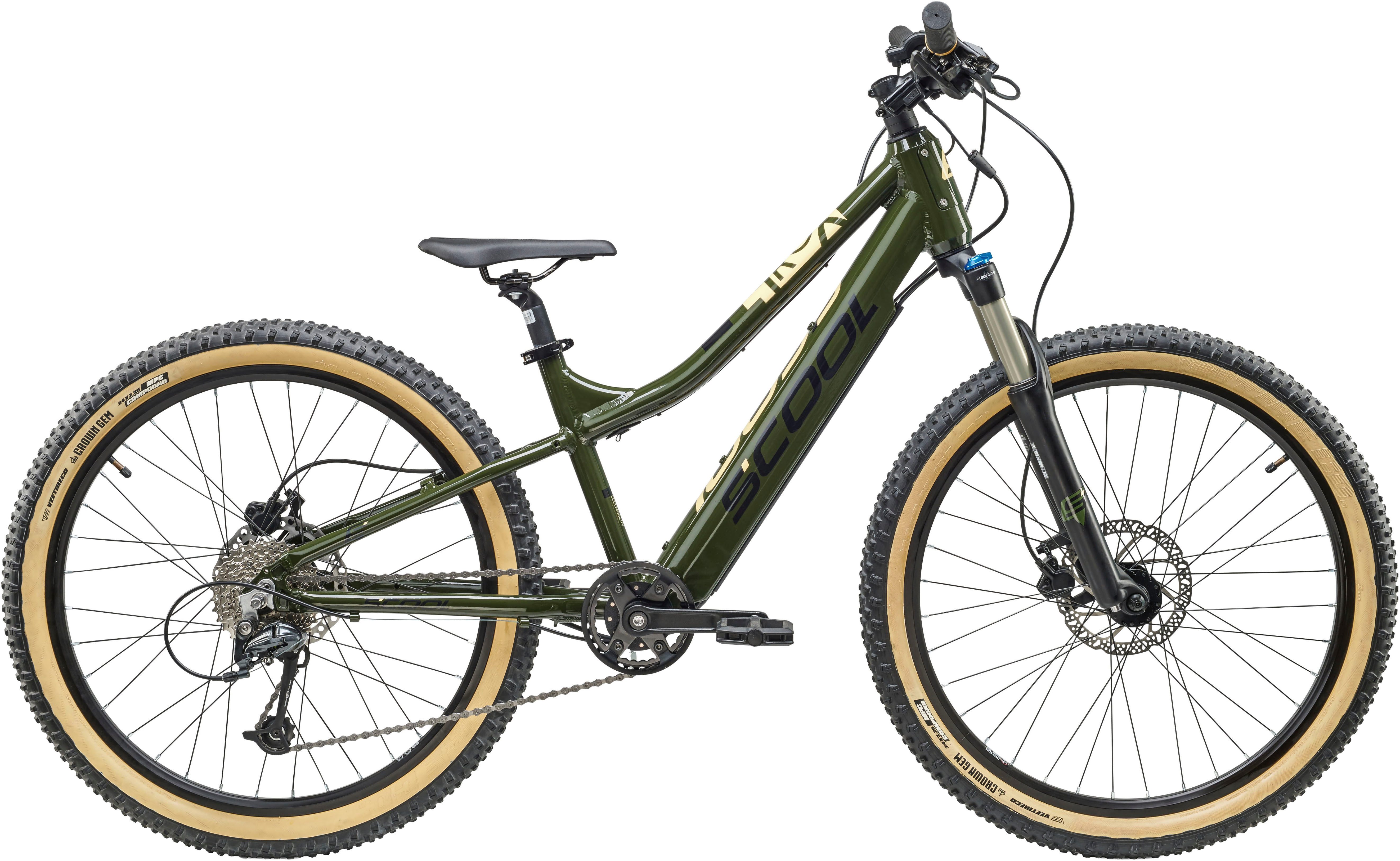 S’COOL E-Bike Mountainbike S'COOL e-troX race 24-9S Alivio - Olive/Beige, 9 Gang Shimano, Kettenschaltung, Heckmotor, 252 Wh, Bafang RM G370.250.DC Nabenmotor