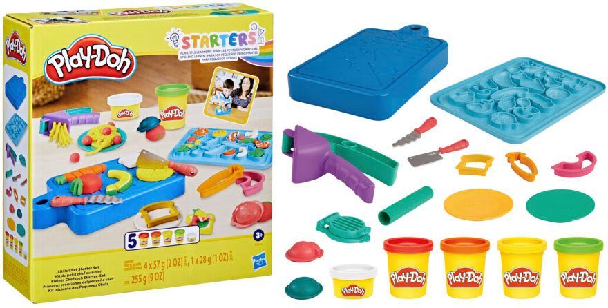 Hasbro Knete Play-Doh, Kleiner Chefkoch Starter-Set, Mit 4 Dosen Play-Doh à  56 g und 1 Dose Play-Doh à 28 g (Nettogewicht 255 g)