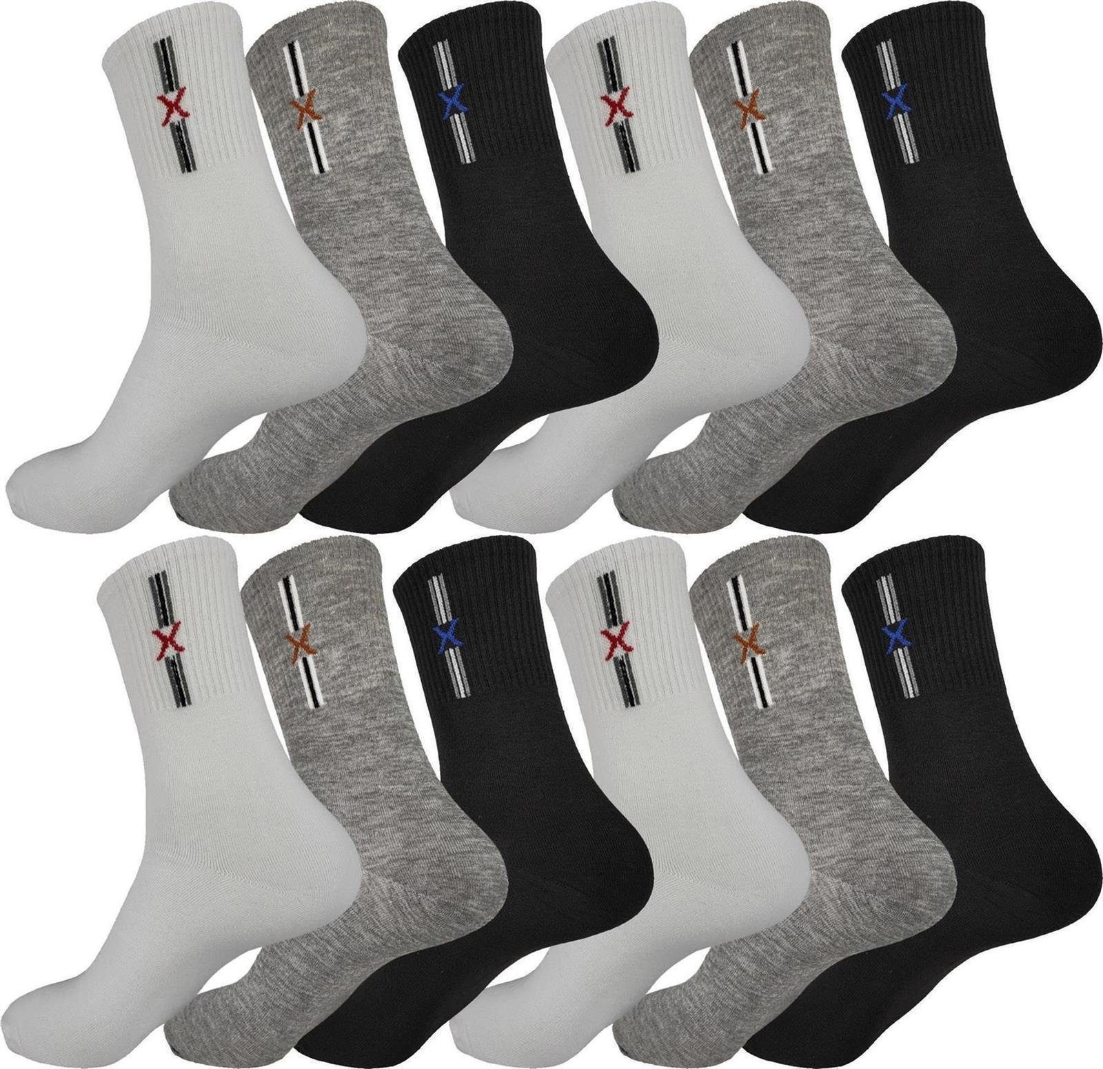 Herren (12-Paar) Mix18 12 Paar, Freizeit Form Muster klassischer 12 Socken Sport EloModa Paar Basicsocken