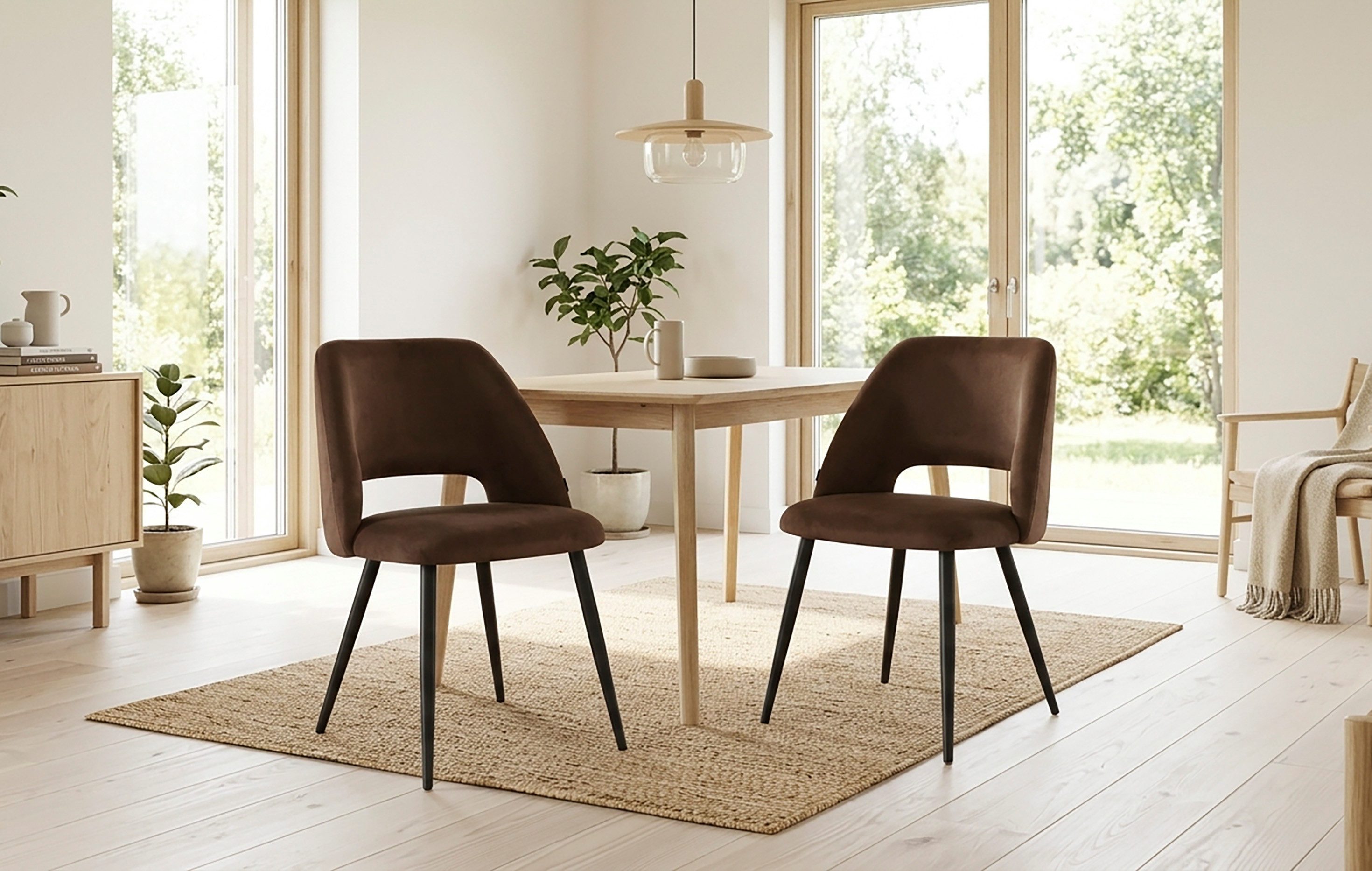 B&D home 4-Fußstuhl VICKY (Set, 2 St), gepolstert, Stuhlbeine aus Metall oder Massivholz wählbar