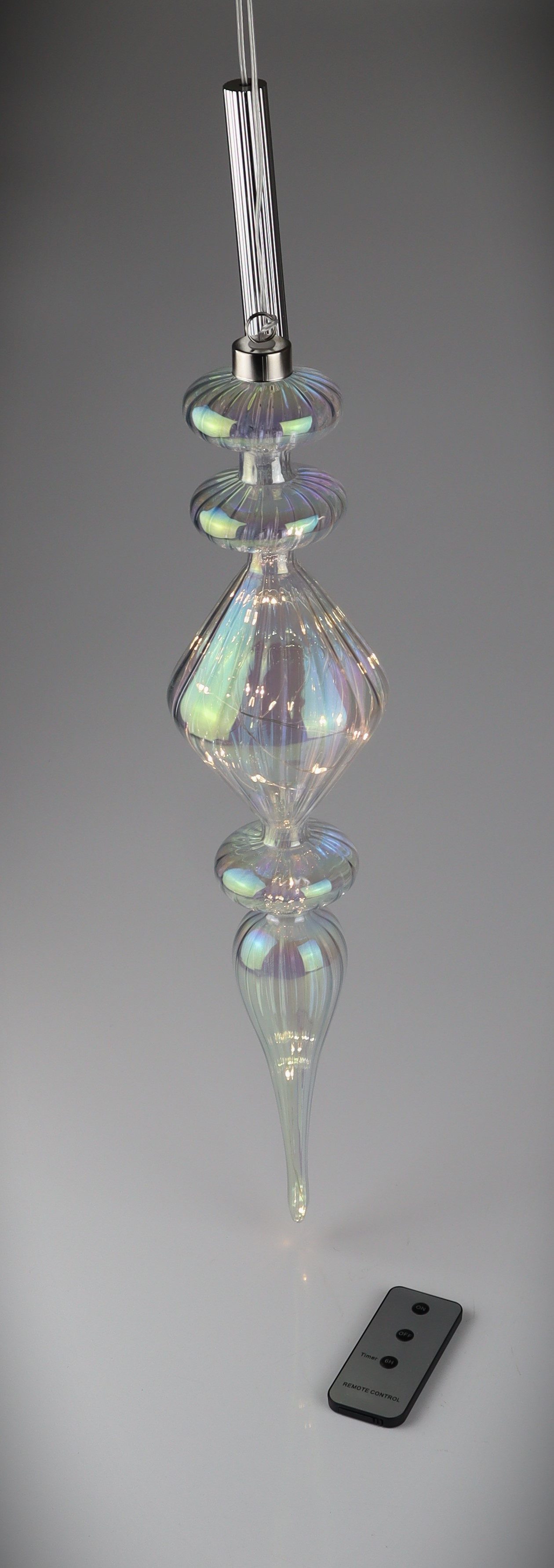 AM Design LED Dekoobjekt Glas-Zapfen irisierend, 20 Leuchten, LED fest integriert, 9x47 cm