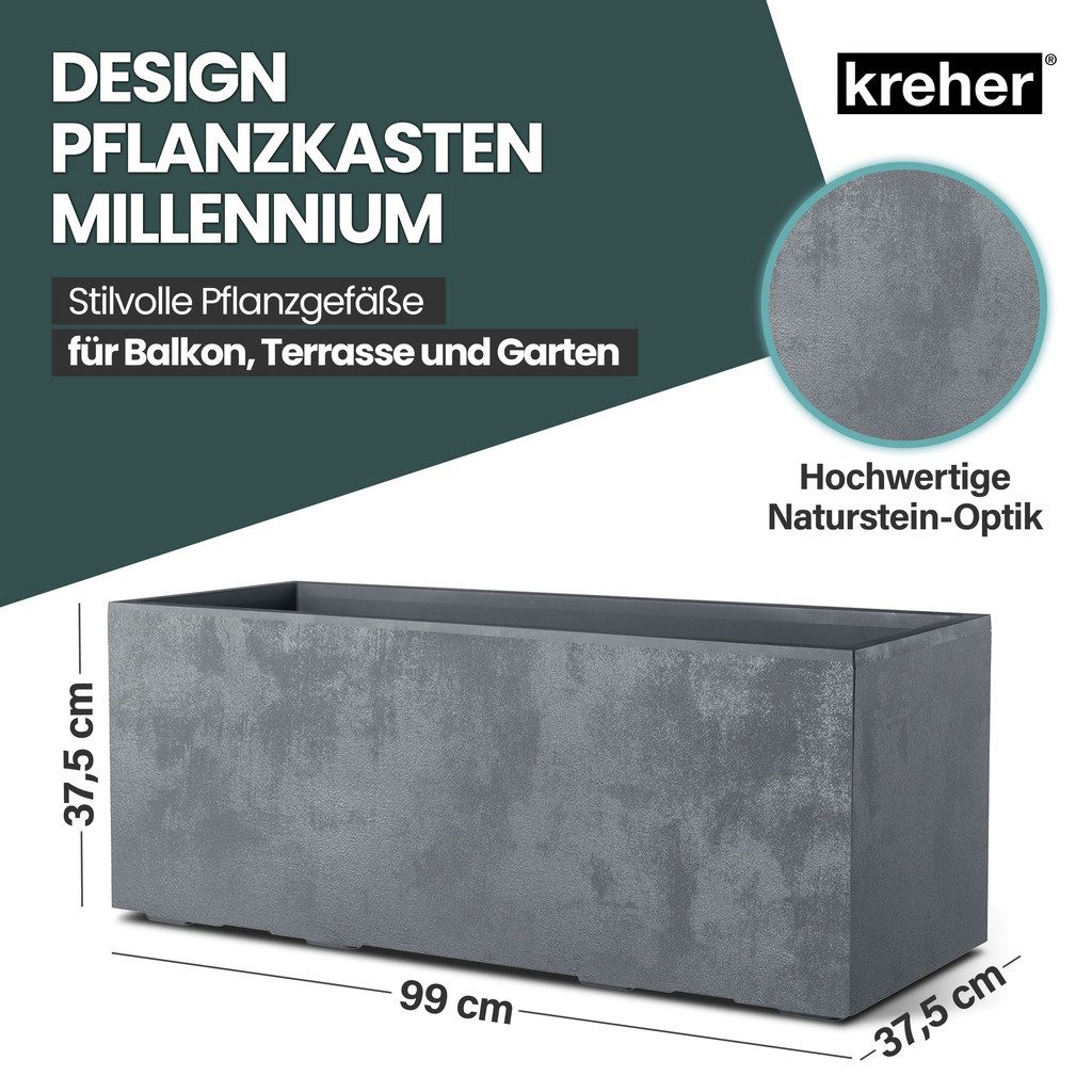 Kreher Blumenkasten Millennium in Naturstein Optik verschiedenen Ausführungen