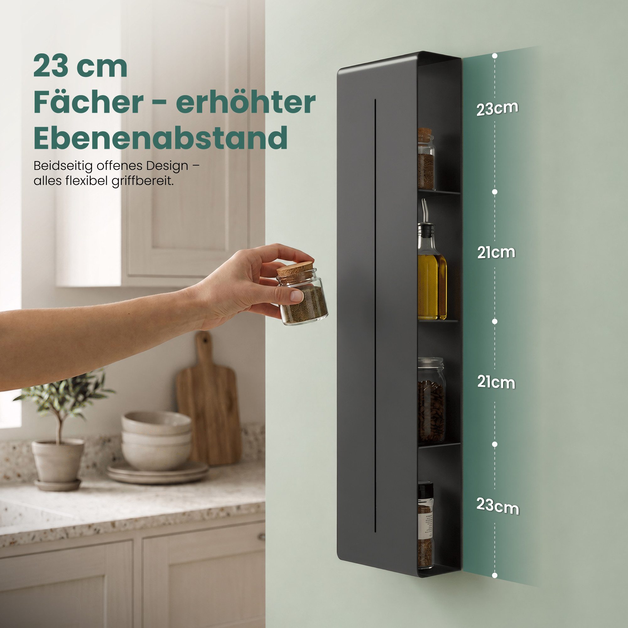 Mai & Mai Duschregal Duschablage schmal mit 4 Ablagen in Weiß hoher Ebenenabstand Reglo-16, 15 cm lange Ablauföffnungen für schnellen Wasserabfluss – Bild 4 von 5