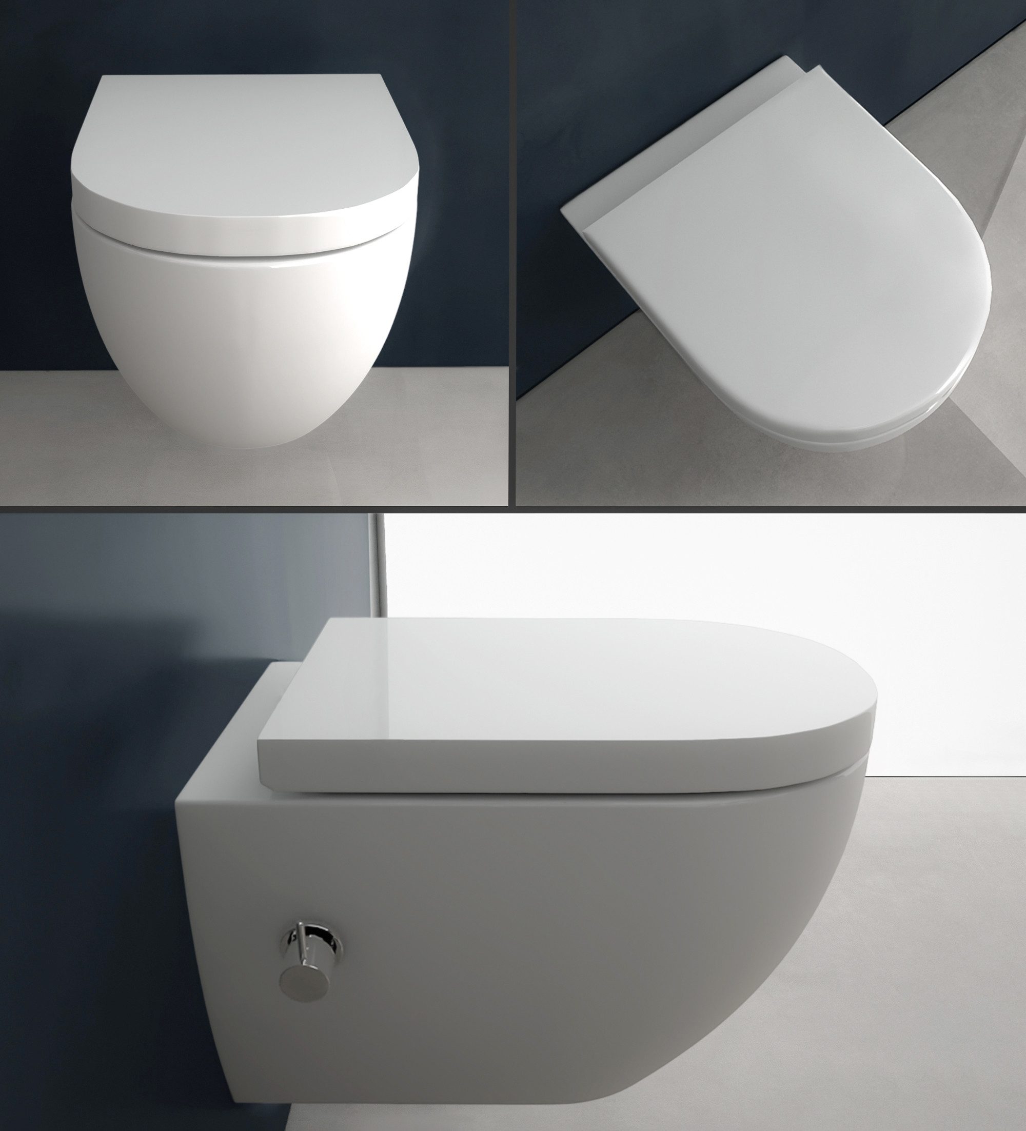 Alpenberger Dusch-WC Hänge WC mit Bidet Funktion, Tiefspül WC Spülrandlos mit WC Sitz, Wand WC, Klo mit Nano Beschichtung, Taharet WC mit Armatur, Wand WC Spülrandlos