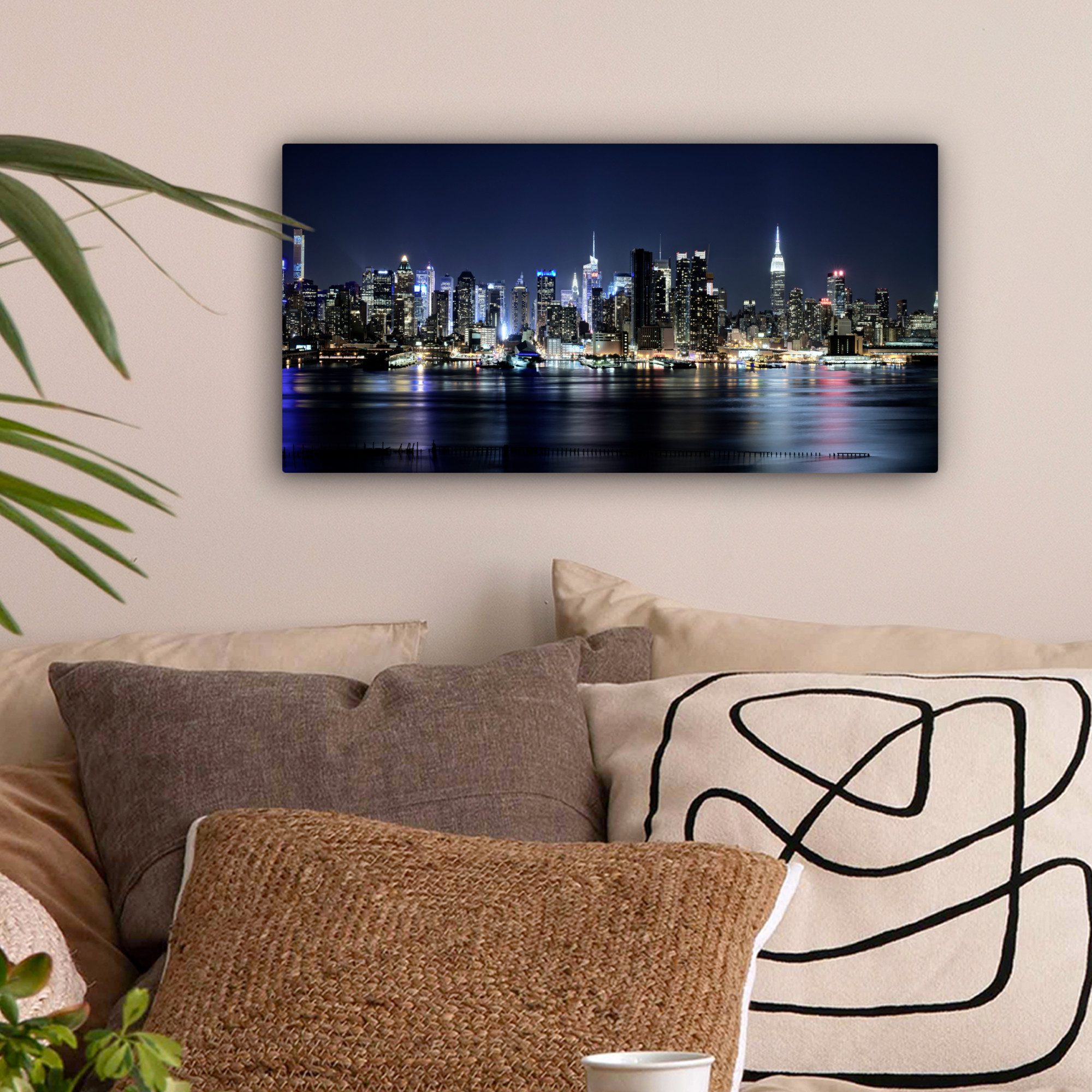 OneMillionCanvasses® Leinwandbild Panorama New York - Licht - Skyline, Foto günstig online kaufen