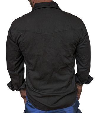 GASOLINE BANDIT® Jeanshemd mit Stickpatch und coolen Schulterklappen