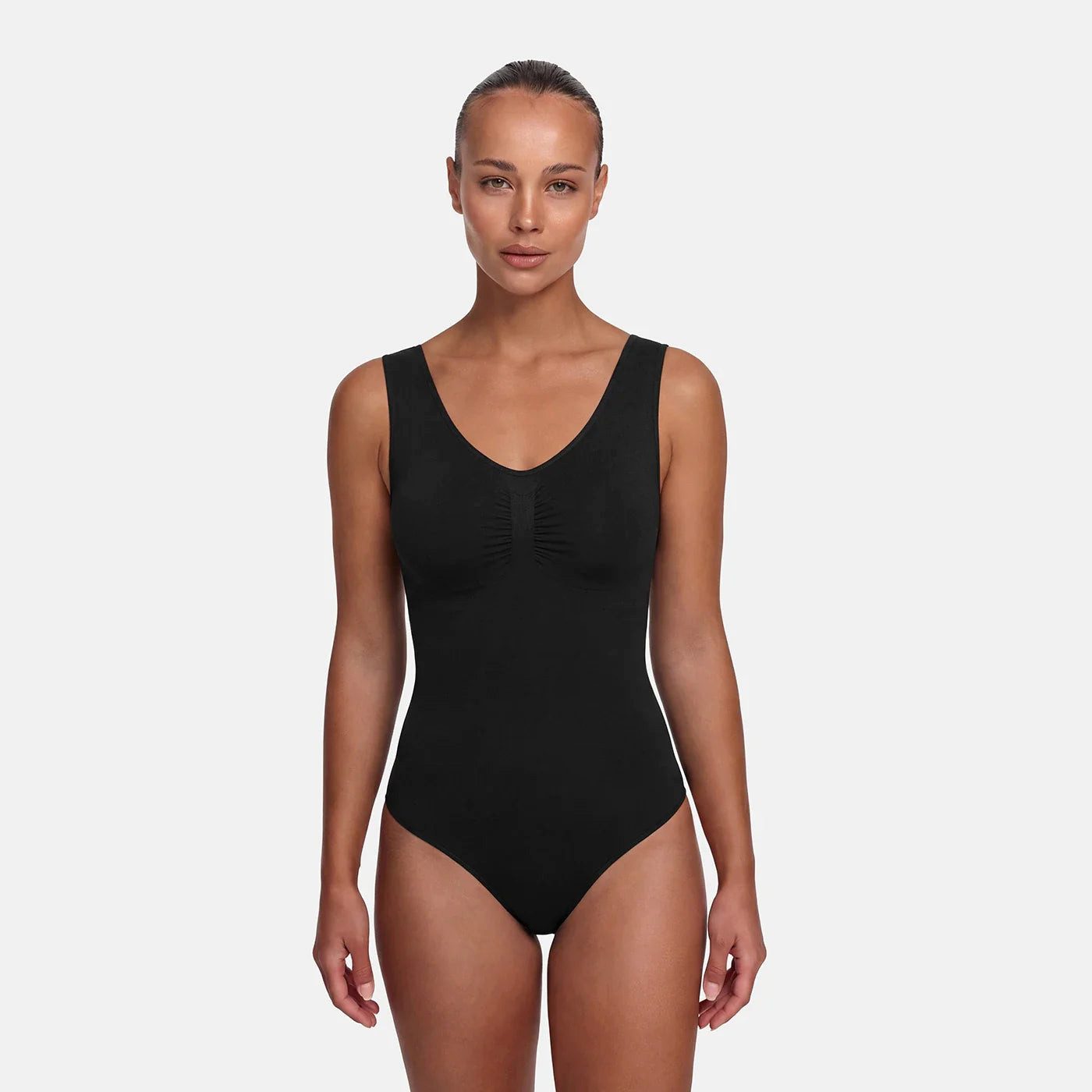 cfab (creamy fabrics) Miederbody Tank Bodysuit Sculpting Shapewear mit Slip-Schwarz-5XL (1-tlg) Figurformend