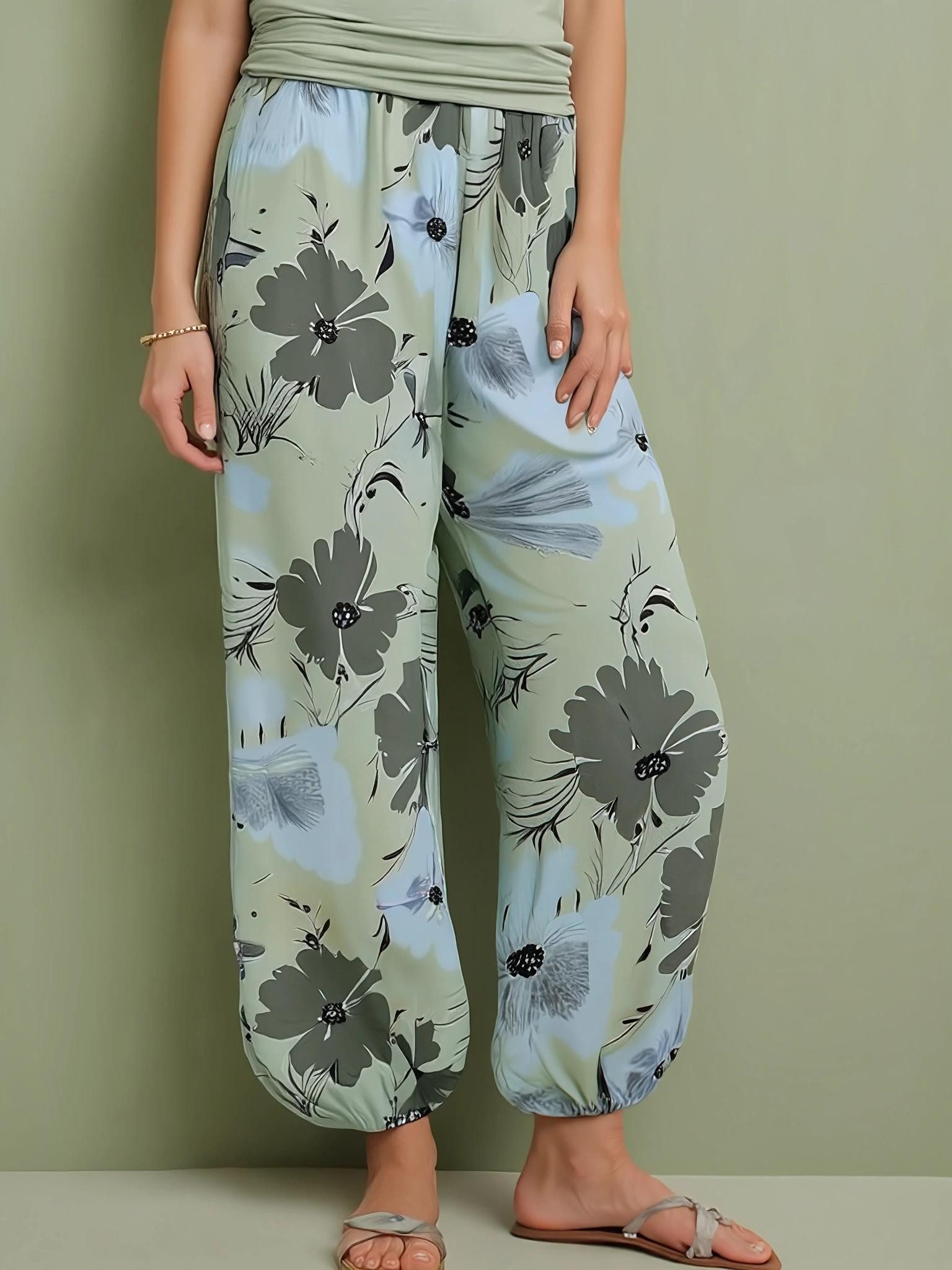 Haremshose Pumphose Blumen Print 1485
