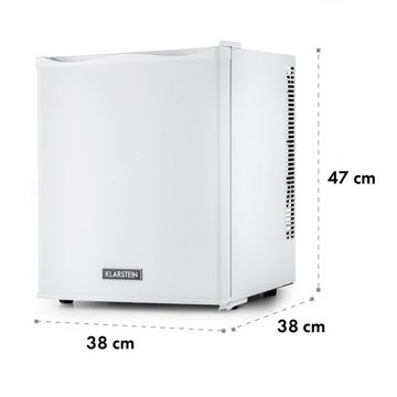 Klarstein Table Top Kühlschrank HEA-HappyHour-Wht 10035239A, 47 cm hoch, 38 cm breit, Hausbar Minikühlschrank ohne Gefrierfach Getränkekühlschrank klein