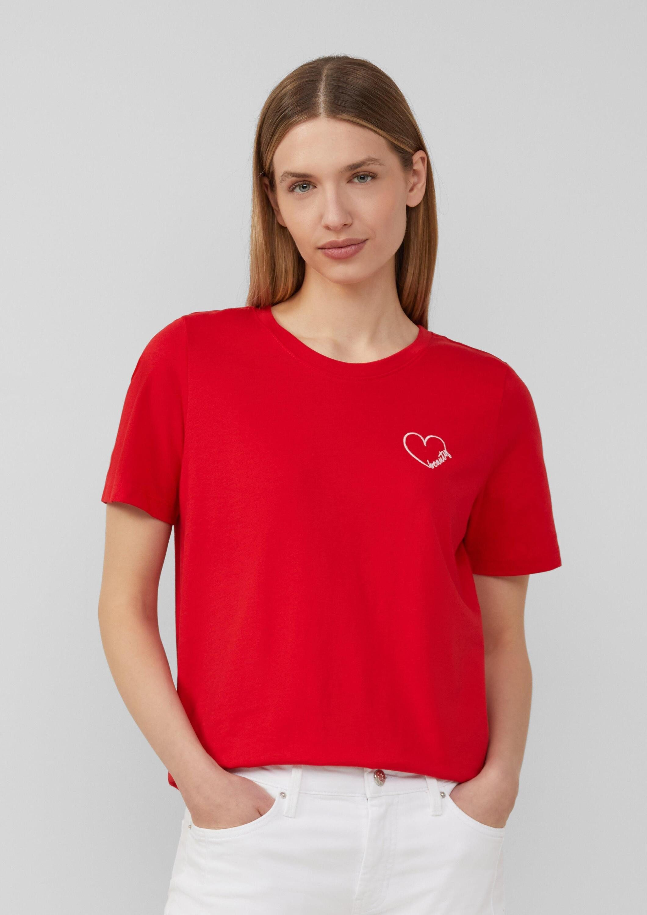 s.Oliver Kurzarmshirt T-Shirt Jerseyshirt aus Baumwolle mit Stickerei günstig online kaufen