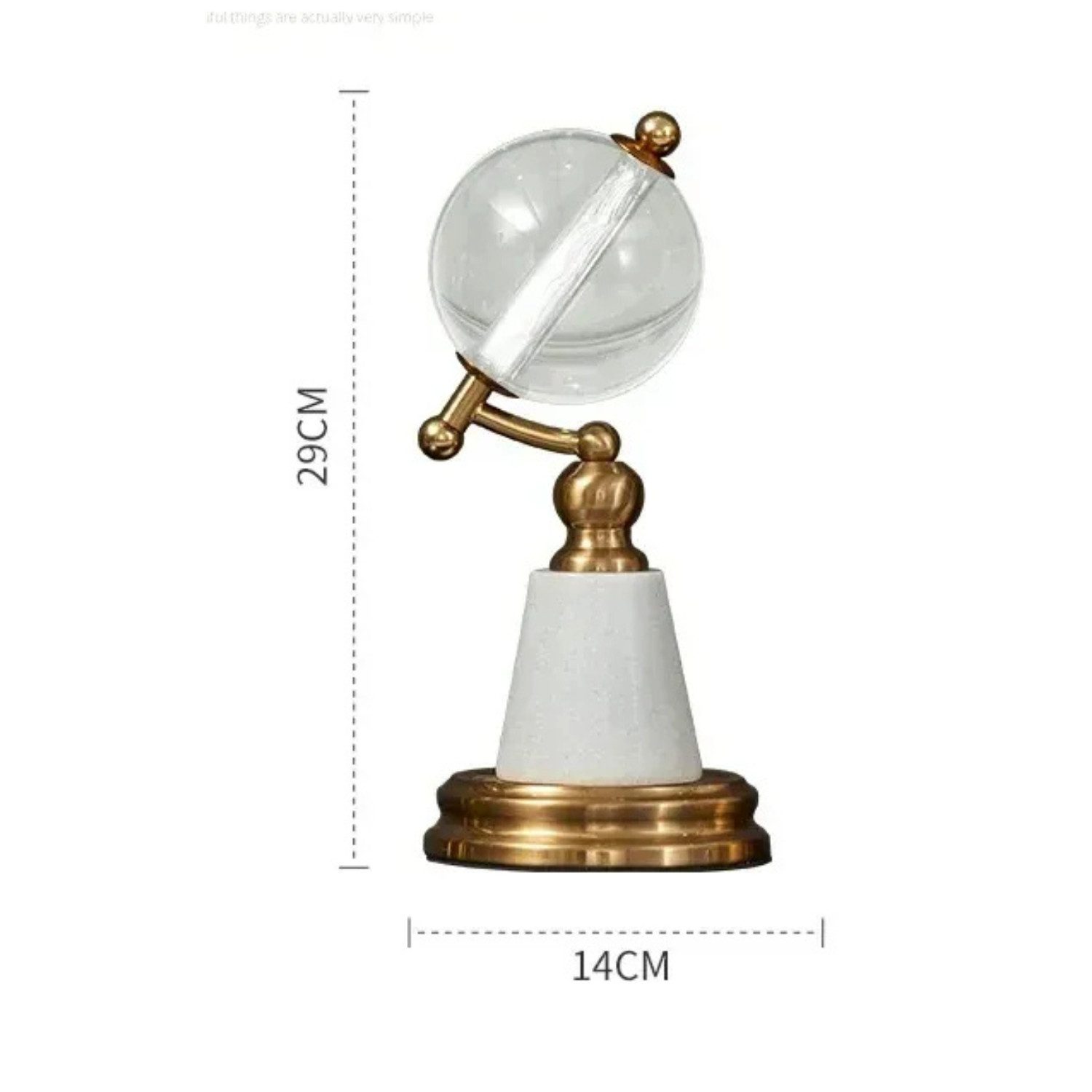 Quality Elegance Dekoobjekt Luxus Kristall Globus auf Marmor Sockel Gold Design 27cm