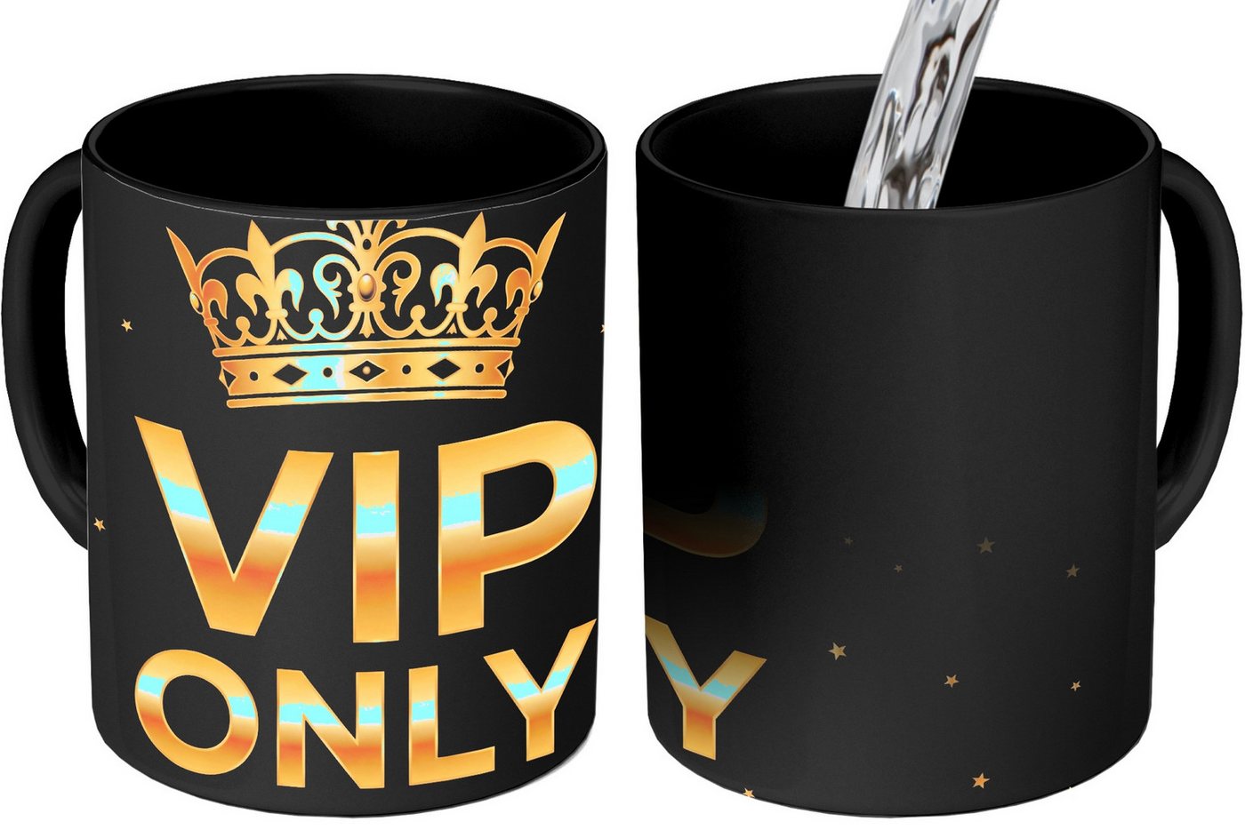 MuchoWow Tasse Krone - Gold - VIP, 1-tlg., Keramik, Farbwechsel, Kaffee Tassen, Teetasse, Zaubertasse, Geschenk