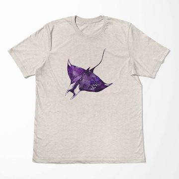 Sinus Art T-Shirt Herren Shirt 100% gekämmte Bio-Baumwolle T-Shirt Mantarochen Wasserfarben Motiv Nachhaltig Ökomode (1-tlg)