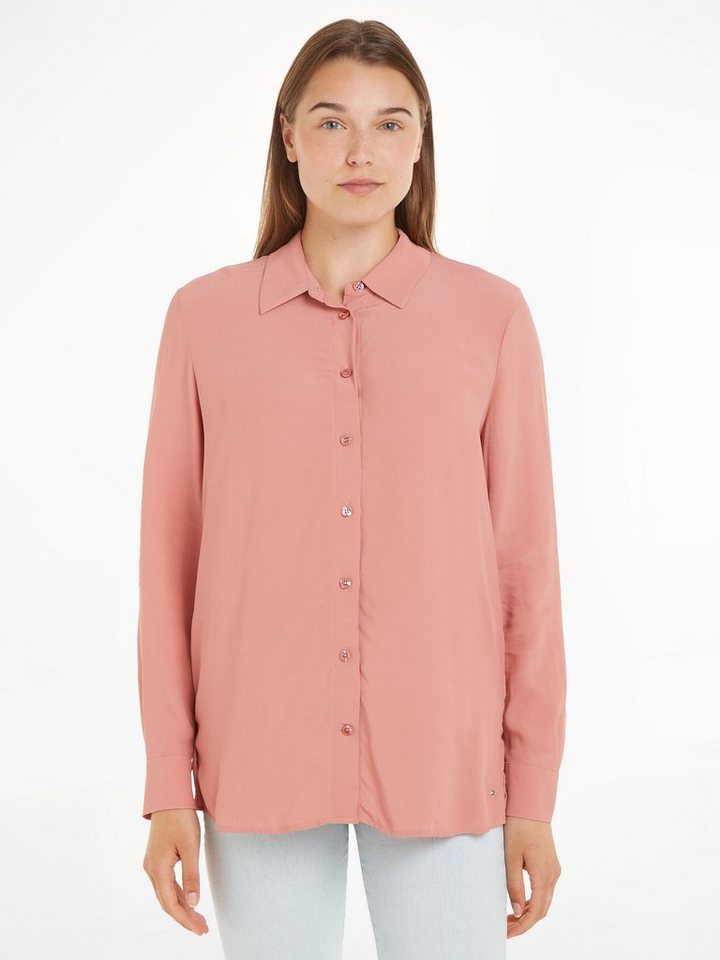 Tommy Hilfiger Hemdbluse FLUID VIS CREPE REGULAR SHIRT LS mit  Seitenschlitzen