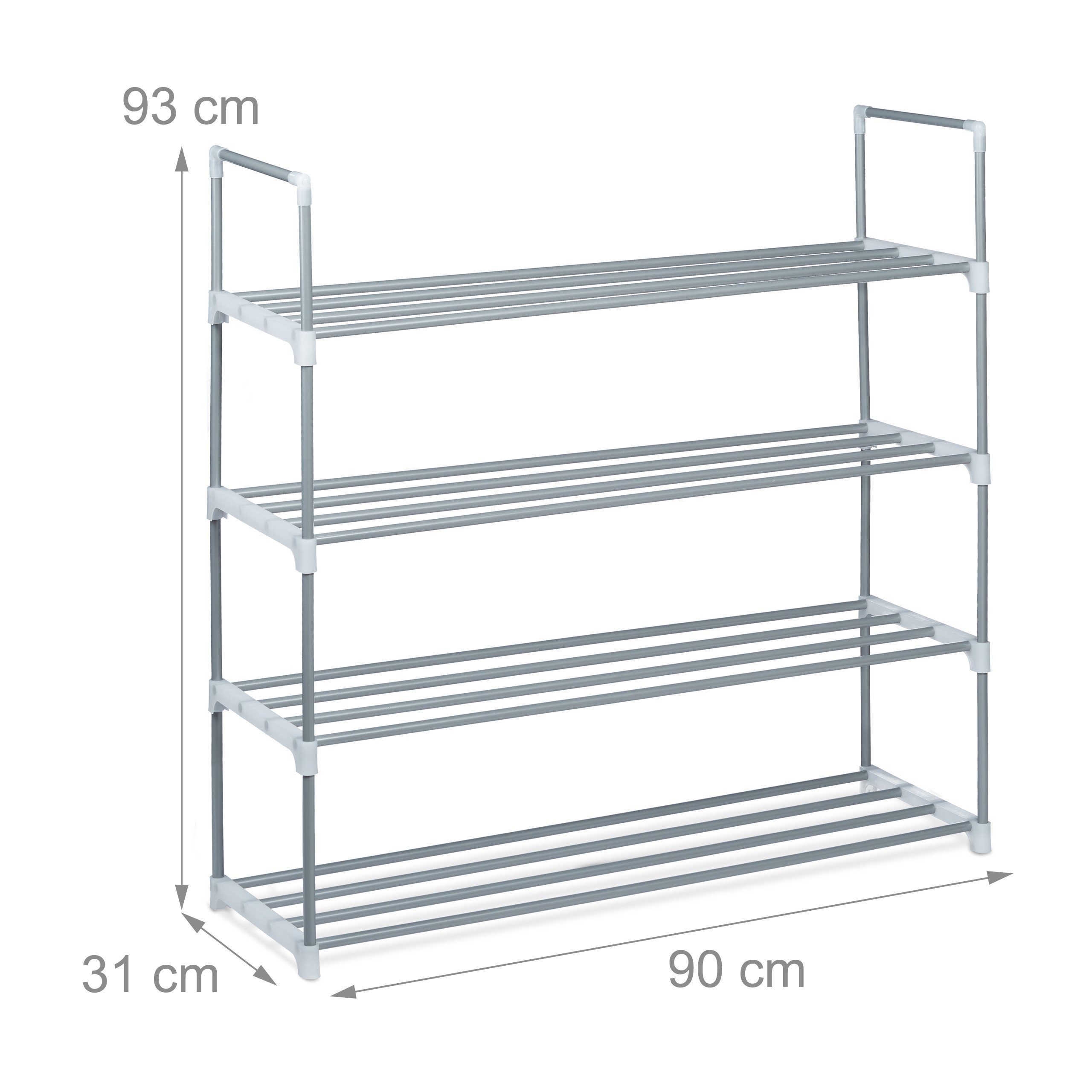 relaxdays Schuhregal 1 x Schuhregal 4 Etagen Metall