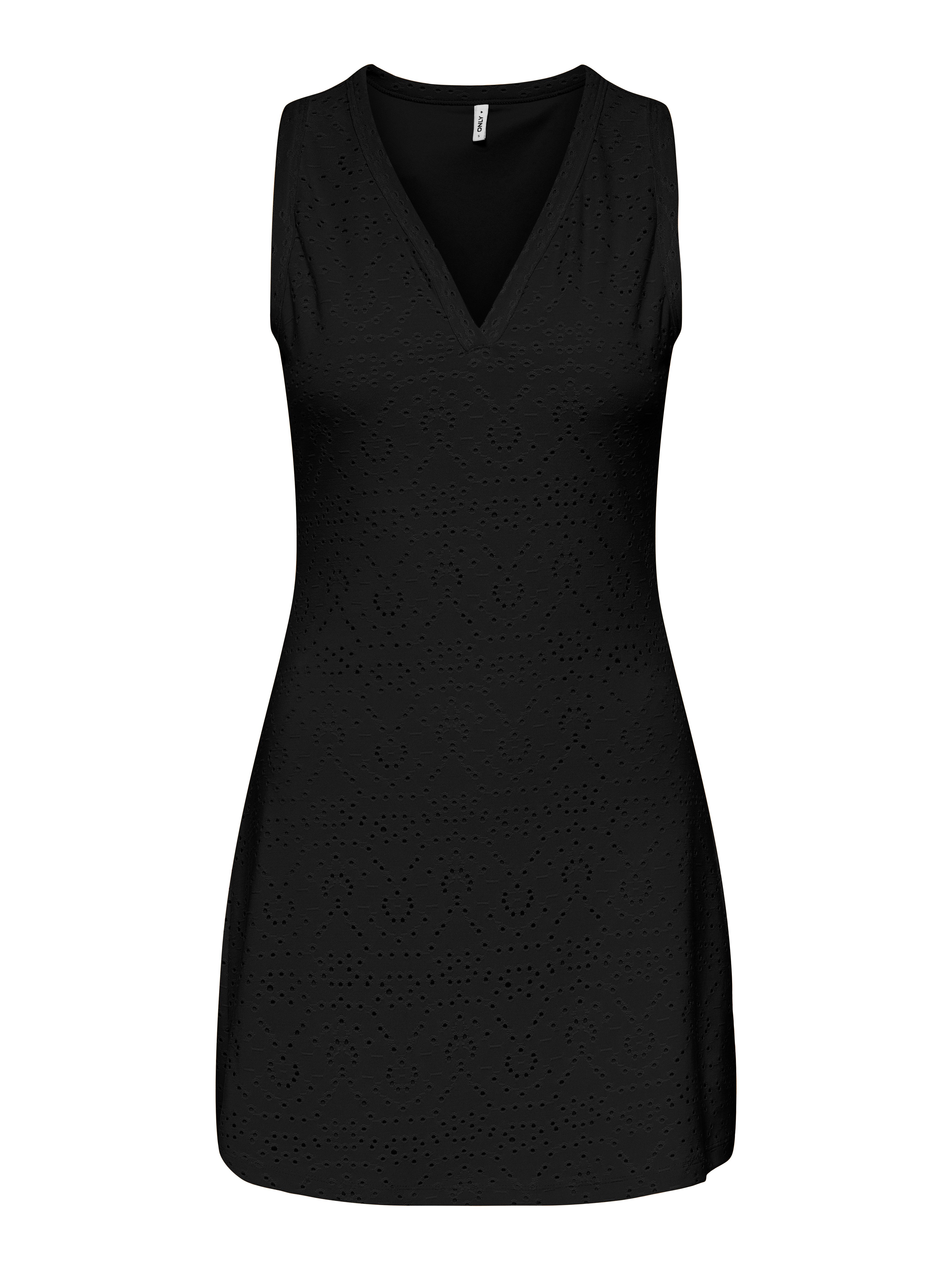 ONLY Spitzenkleid ONLSMILLA S/L V-NECK DRESS JRS Materialmix, regular fit, V-Ausschnitt