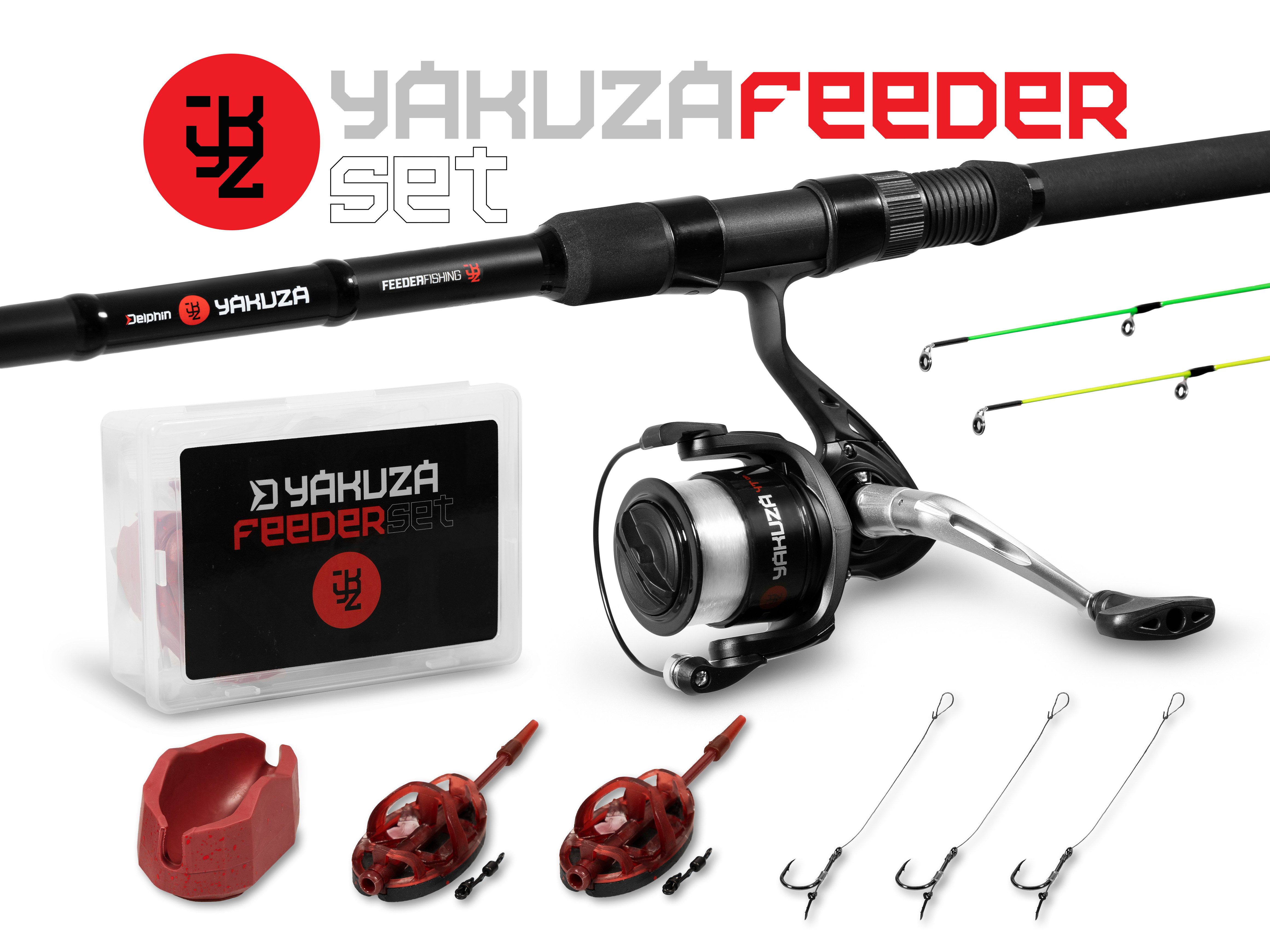 Feederrute Feeder Set YAKUZA - Rute 360cm + Rolle + viel Zubehör - Karpfen