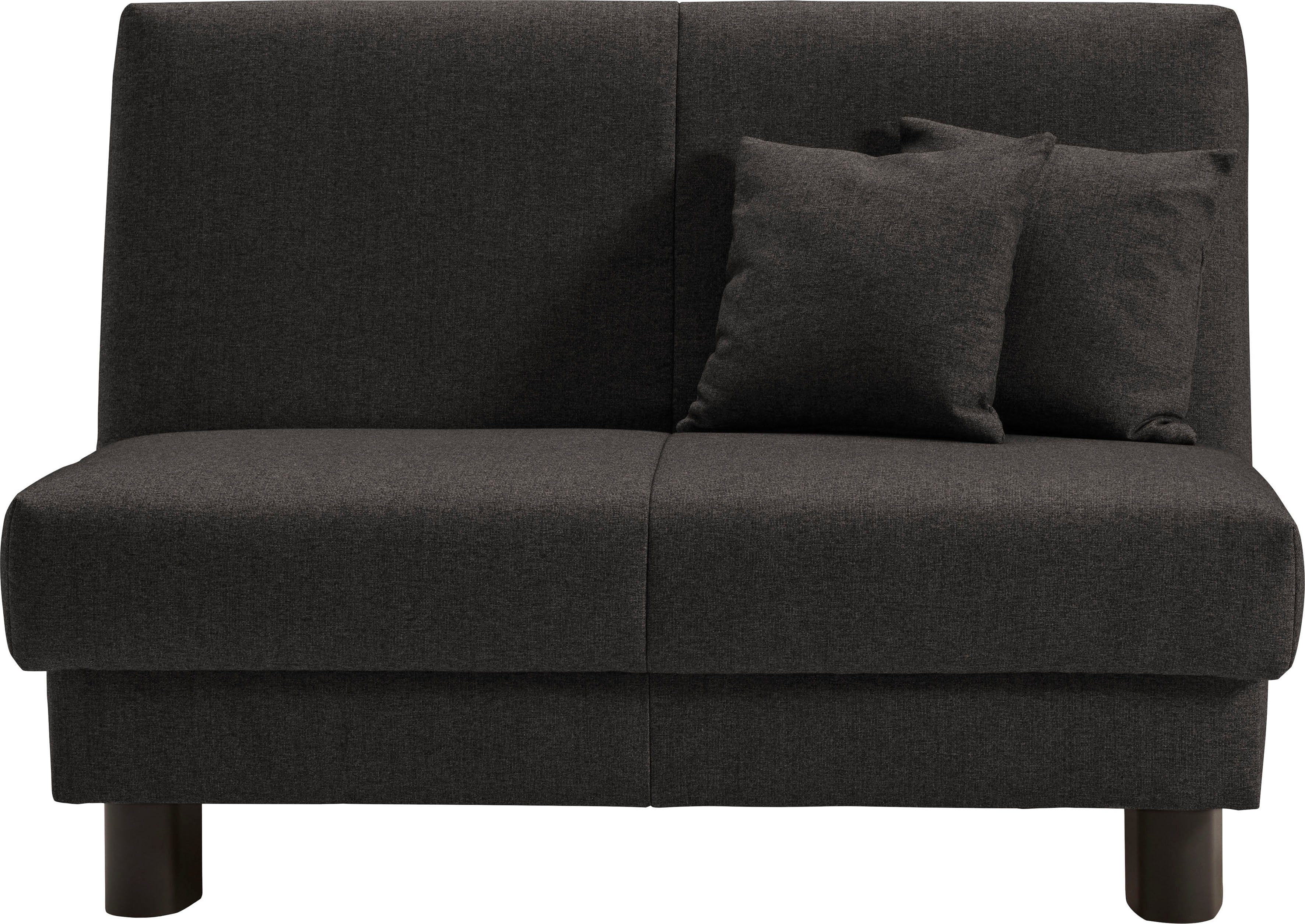 ell + ell Schlafsofa Enny, Liegefläche Breite 120 oder 140 cm, Liegehöhe 40 cm, Füße schwarz dunkelgrau