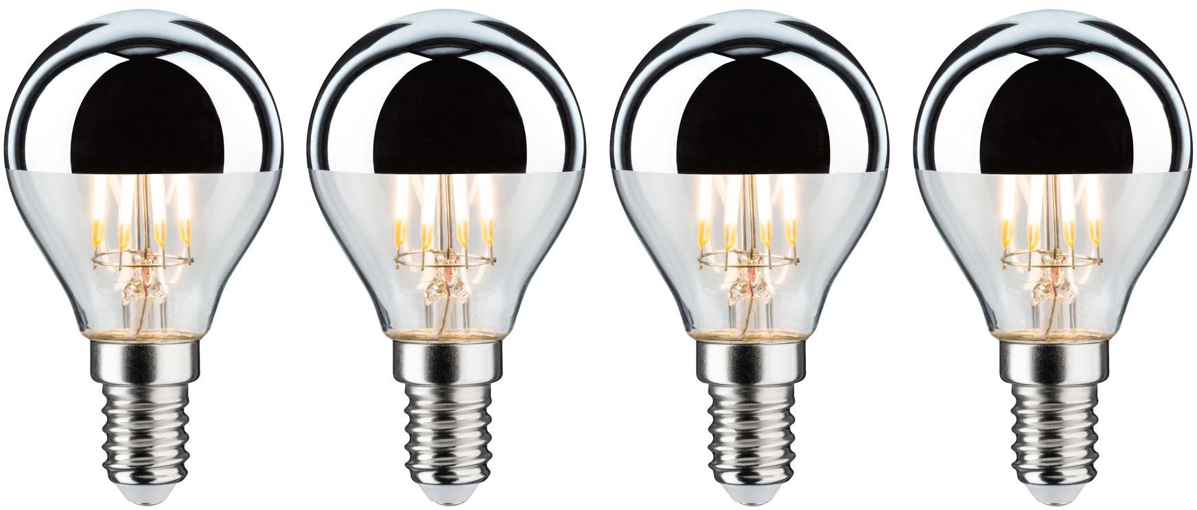 LED-Leuchtmittel 4er Pack 4,8 W Tropfen Kopfspiegel silber E14 2700K