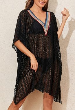 Elowen Strandkleid Coverup-Kleid V -Ausschnitt Strickkleid Strandkleider Büste: 86-122cm Hüfte: 92-127cm