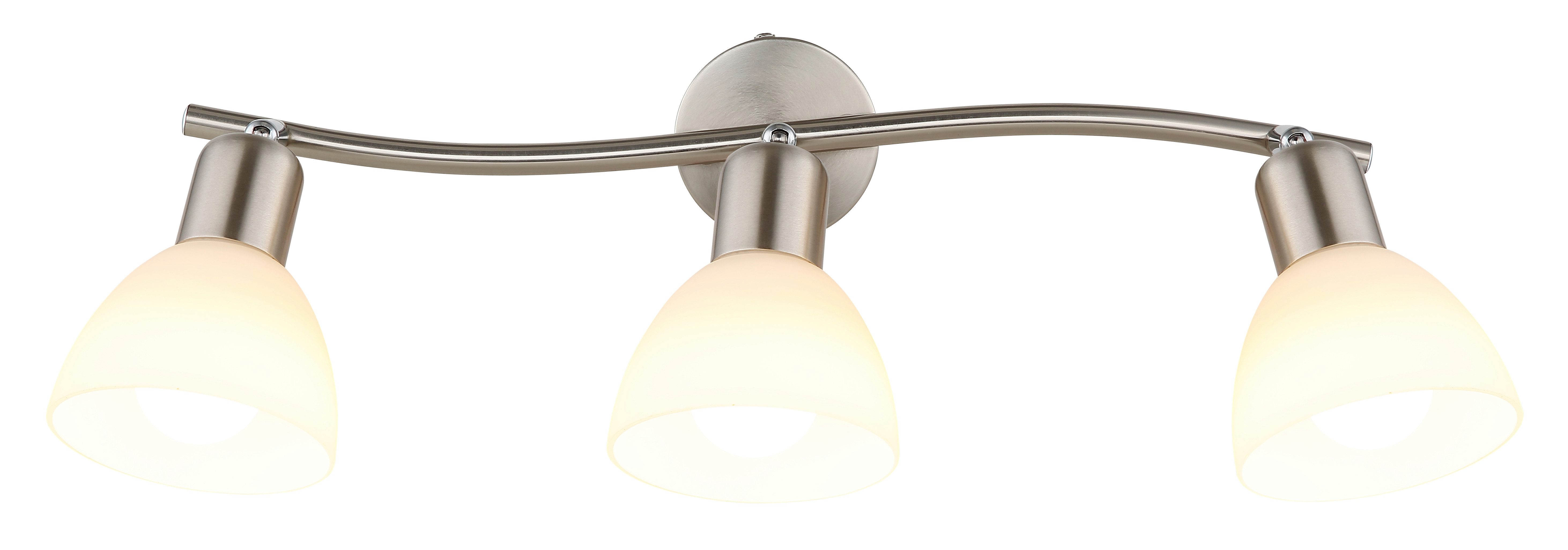 NOWA Deckenspot MALTE, Leuchtmittel wechselbar, Warmweiß, Strahler Metall Nickel matt, Glas opal, inkl. 3x E14 LED, 430lm Output