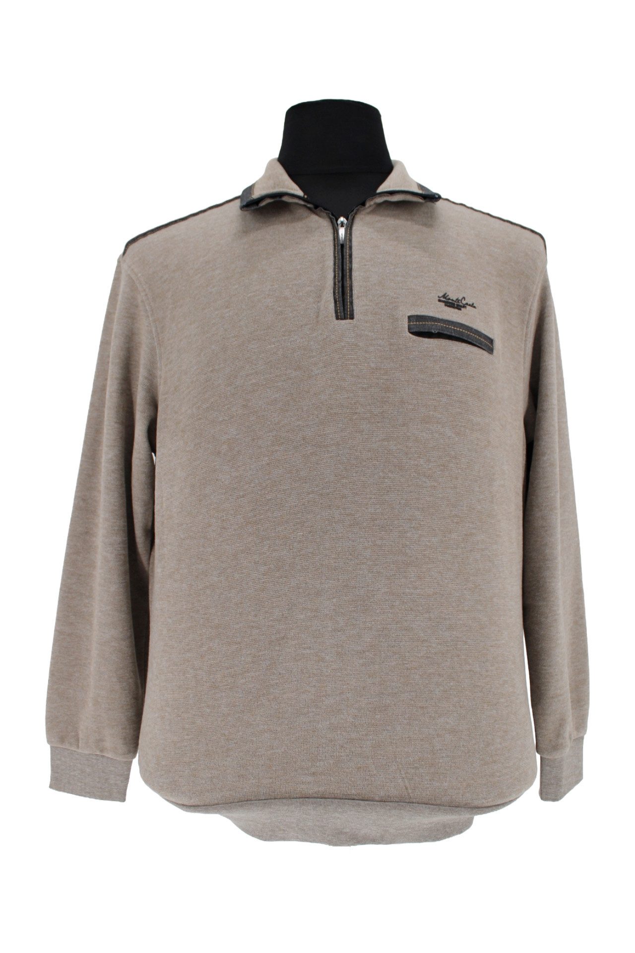Mode Monte Carlo Sweatshirt Sweat-Shirt Troyer Zip Beige