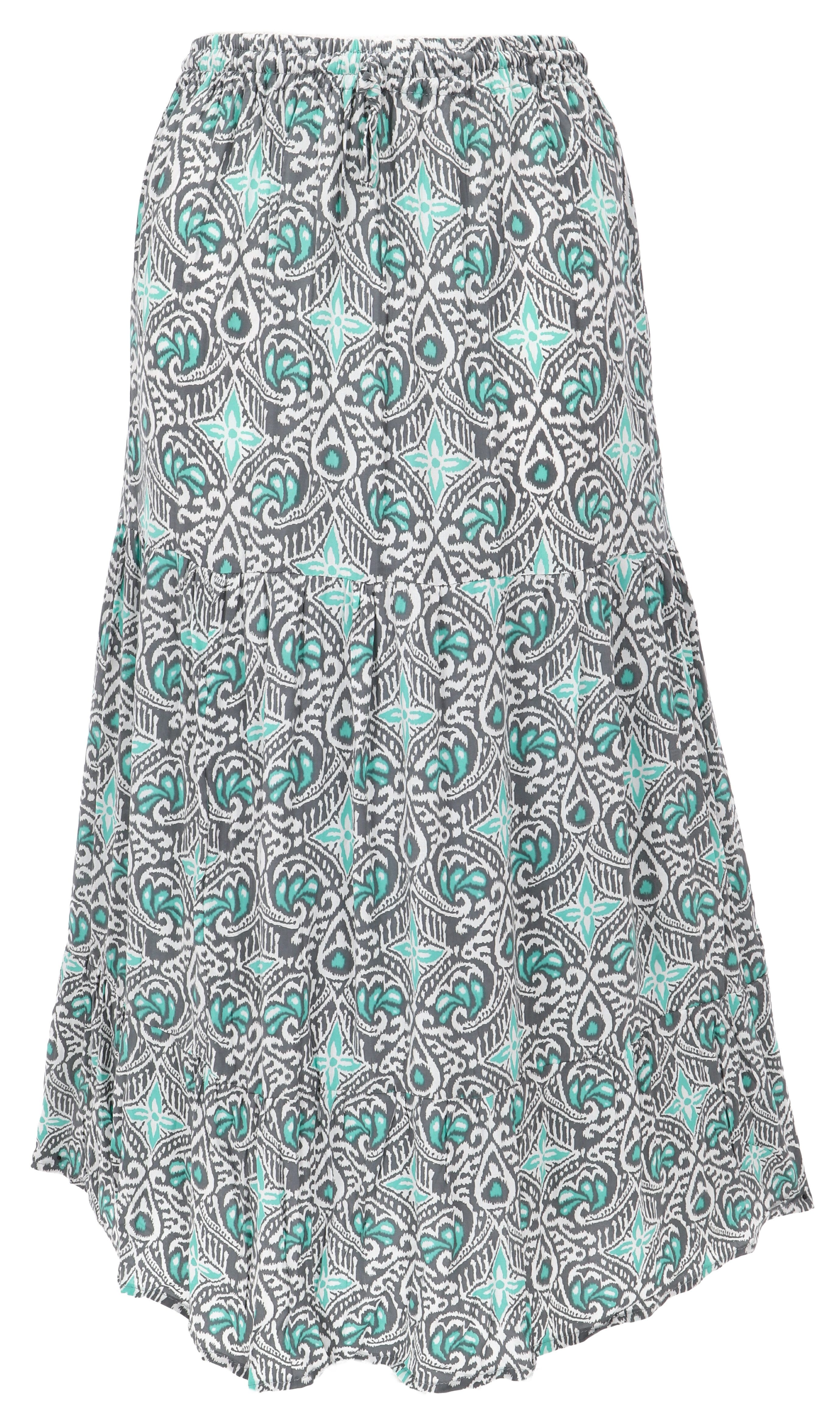 Guru-Shop Minirock Maxirock Batik, langer Sommerrock, farbenfroher.. alternative Bekleidung