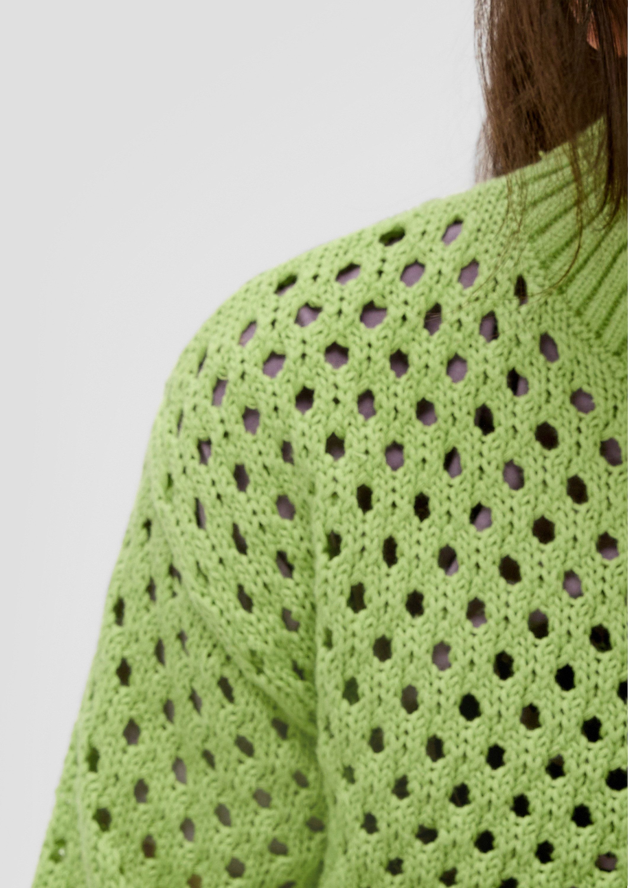 s.Oliver Longpullover Strickpullover Strickpullover mit Lochmuster im Boxy-Schnitt