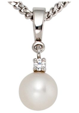 JOBO Perlenanhänger Anhänger mit Perle, 585 Weißgold 1 Diamant und Süßwasser-Zuchtperle