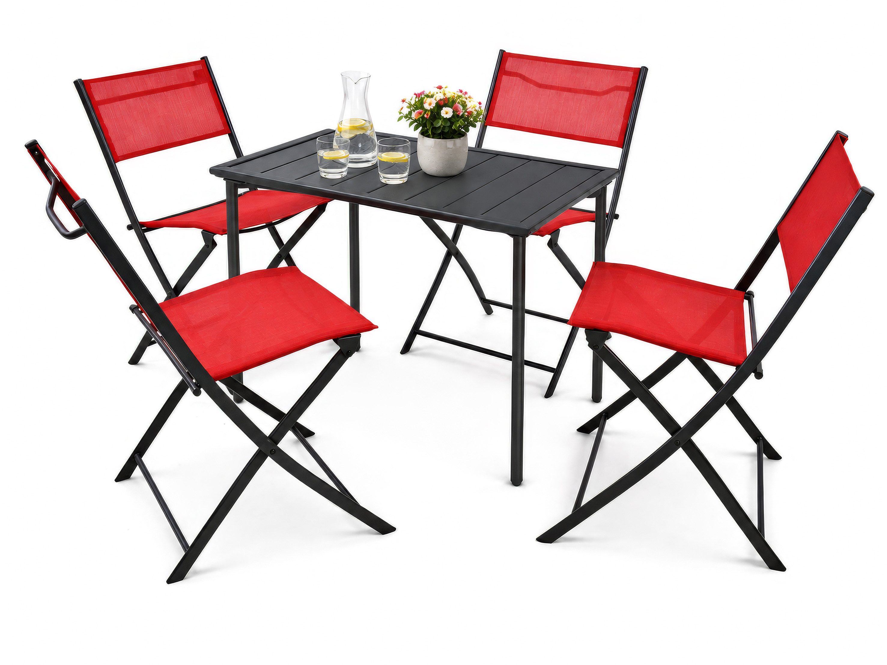 VCM Garten-Essgruppe 5 teiliges Gartenmöbel Balkon Set Sumila mit Tisch, (Set, 5-tlg., 1x Tisch 4x Stuhl)