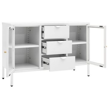 vidaXL Sideboard Sideboard Weiß 105x35x70 cm Stahl und Hartglas