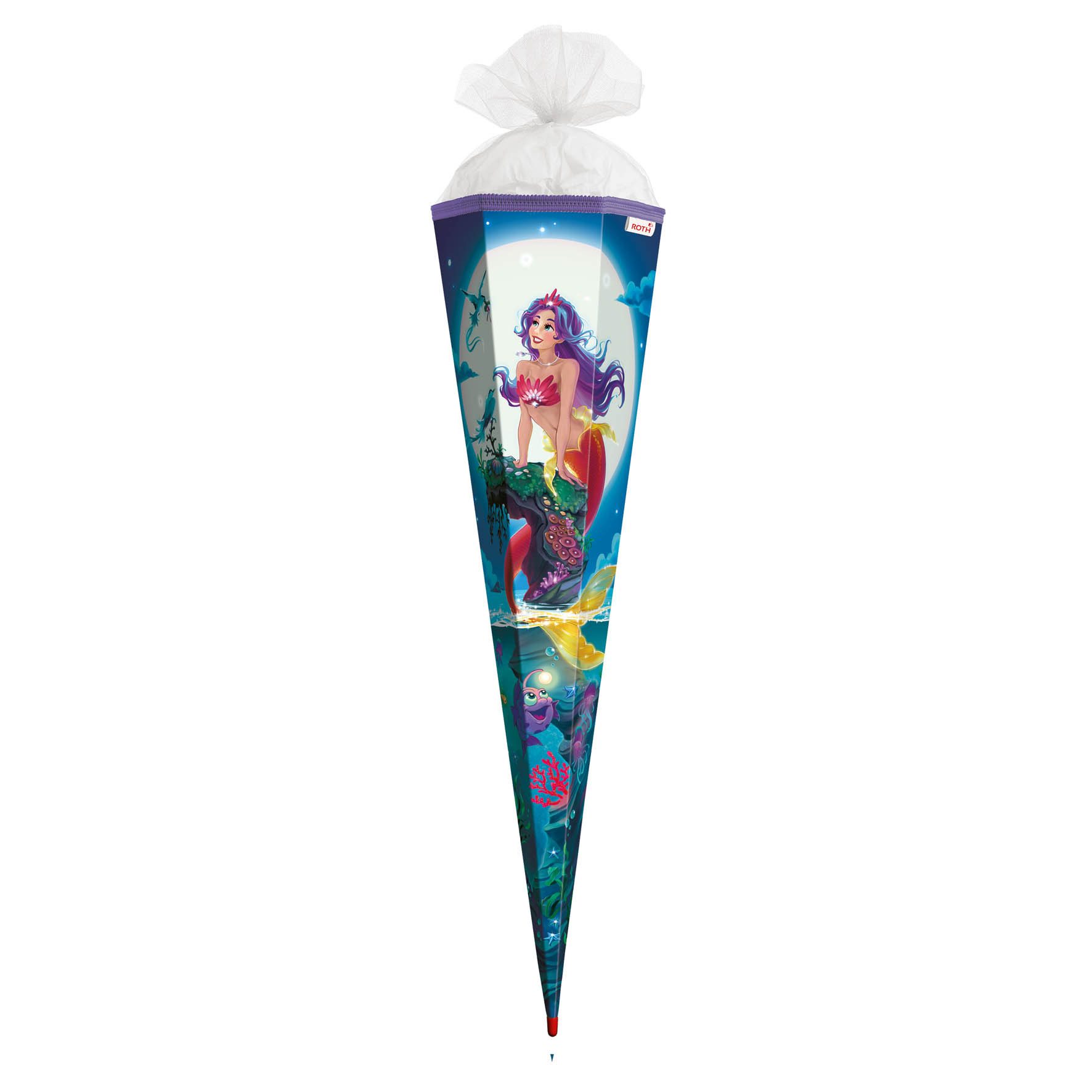 Roth Schultüte Roth Motiv-Schultüte Magische Meerjungfrau, 85cm, eckig, Tüllversch., Verschluss Tüll