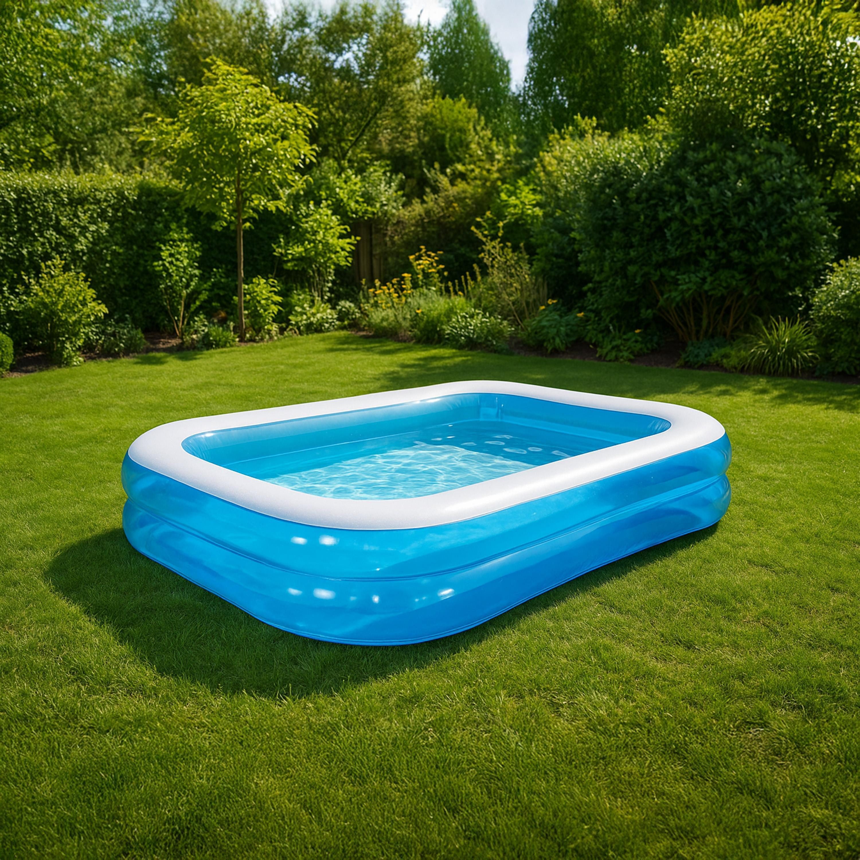 SunClub Planschbecken Kinderpool 262x175x50 cm, (Einzelpack, 1-tlg., aufblasbares Kinderbecken), rechteckiger 2-Ring Pool
