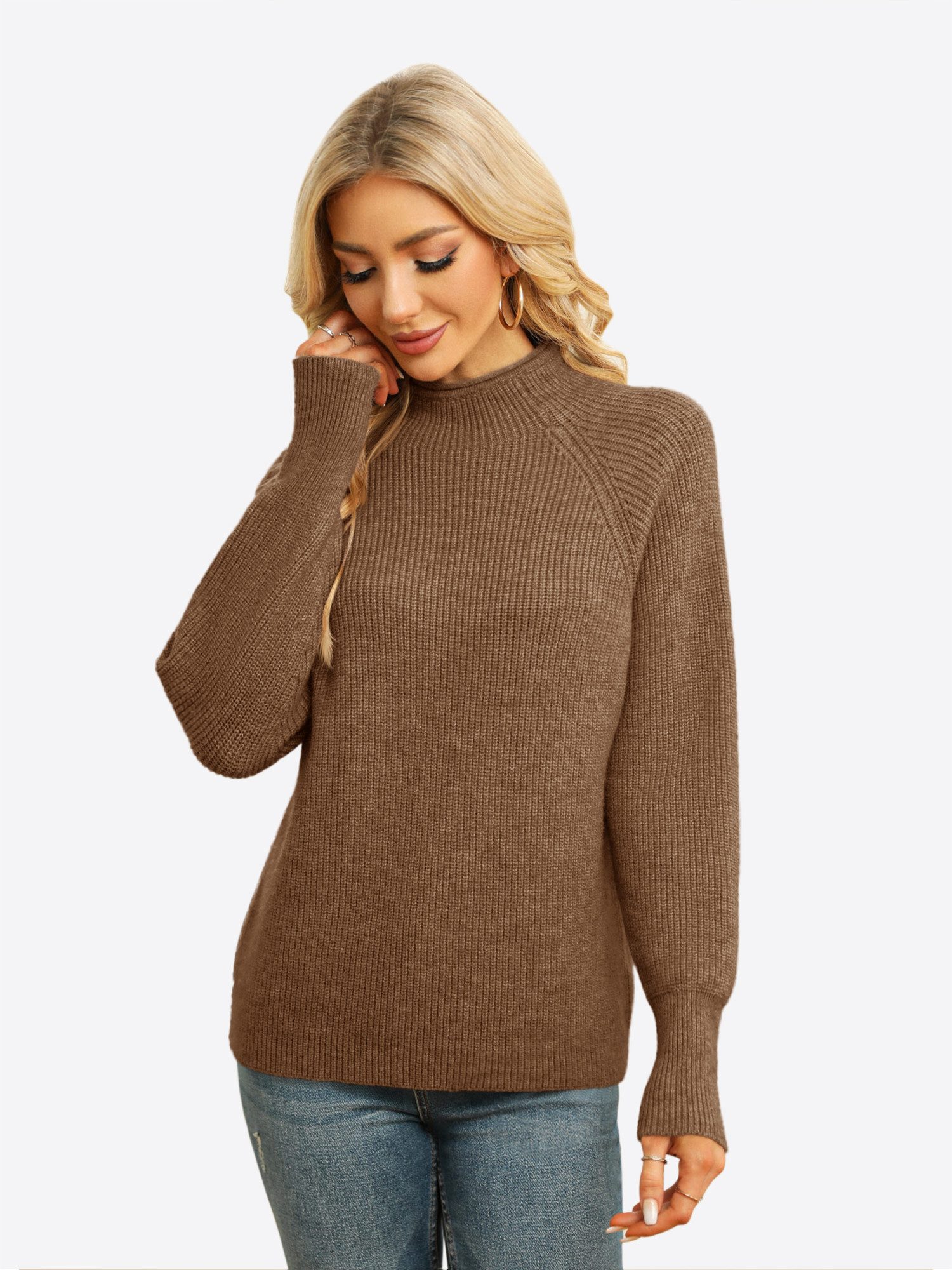 Imily Bela Sweater Damen Lockerer pullover mit Stehkragen (Packung, 1-tlg., günstig online kaufen