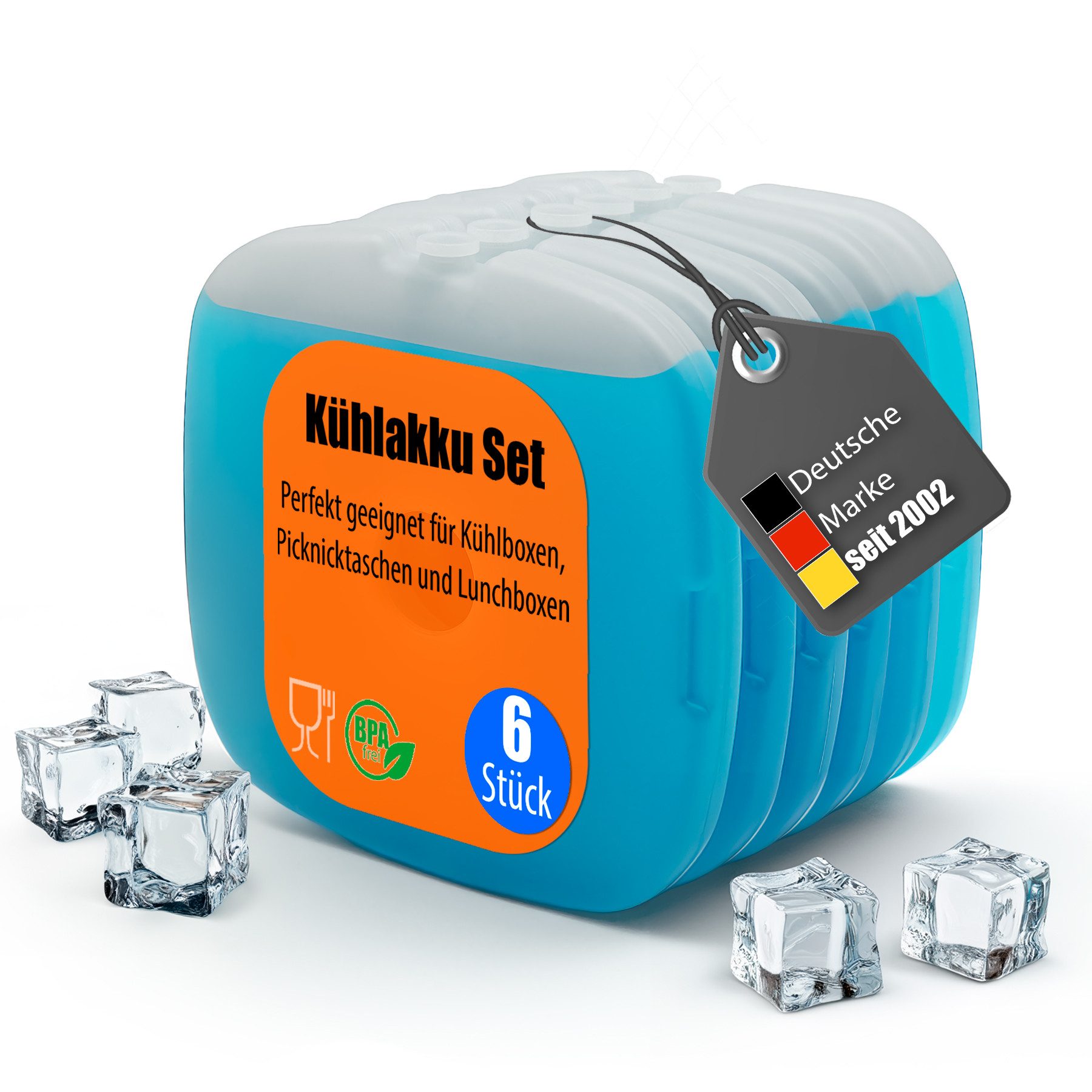 Kühlakku 6 Stück ideal für Kühltasche, Kühlboxen & Brotdosen BPA-frei