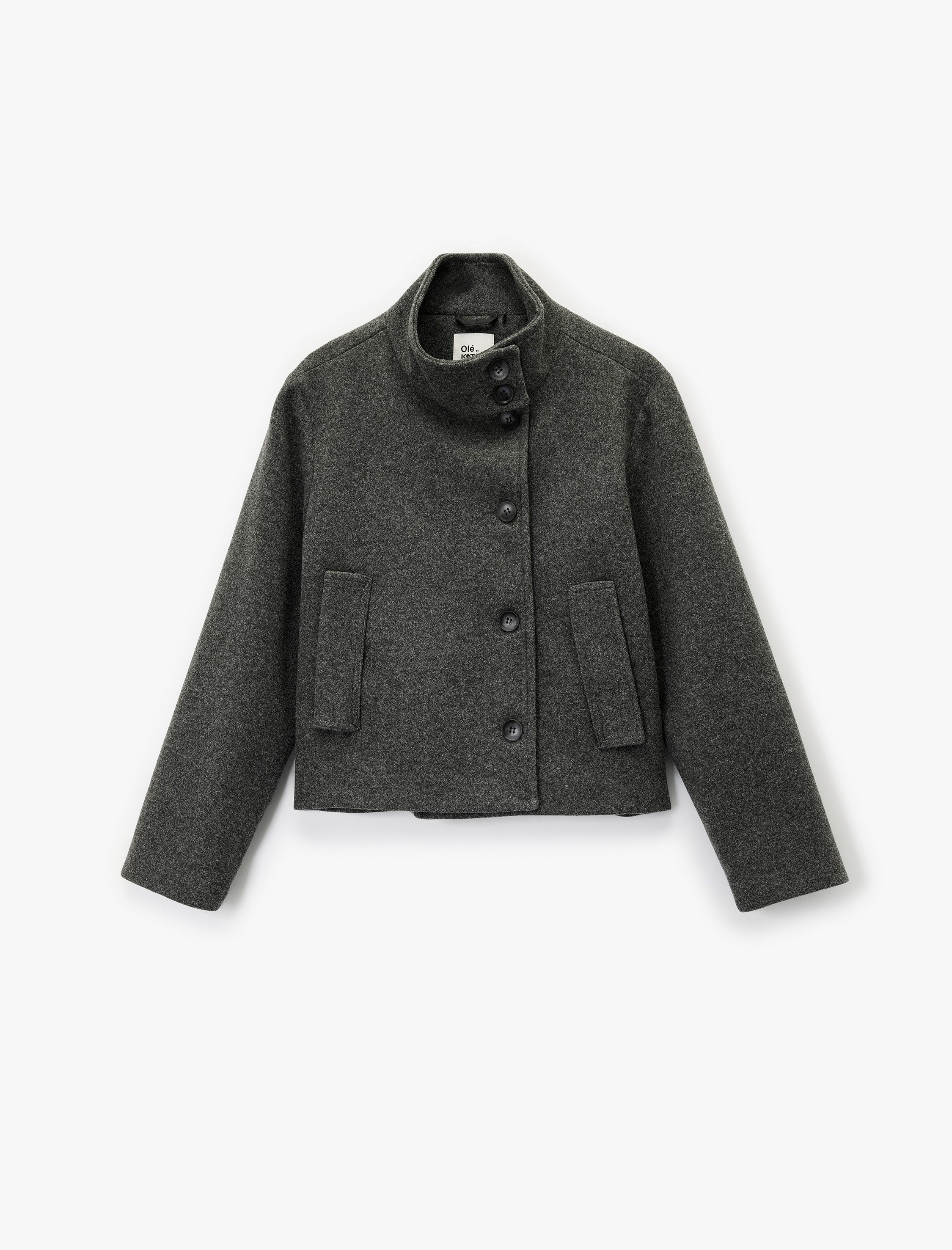 Koton Wintermantel Koton Melierte Stehkragenjacke