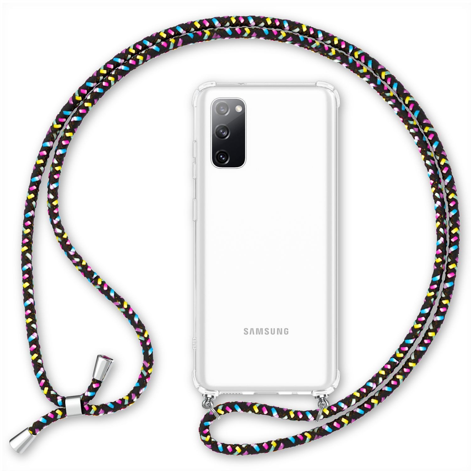 Nalia Backcover Samsung Galaxy S20 FE 16,5 cm (6,5 Zoll), Klare Hybrid Hülle mit Kette / Schutzhülle zum Umhängen / Handyband