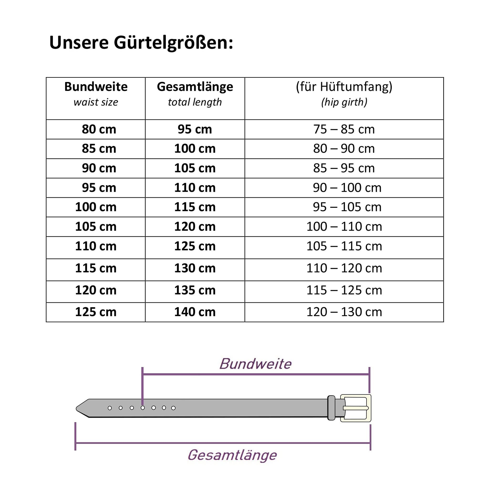 Frentree Echtleder, Braun 100% GERMANY Leder, MADE kürzbar, Ledergürtel breiter aus IN cm Gürtel 3,8 aus